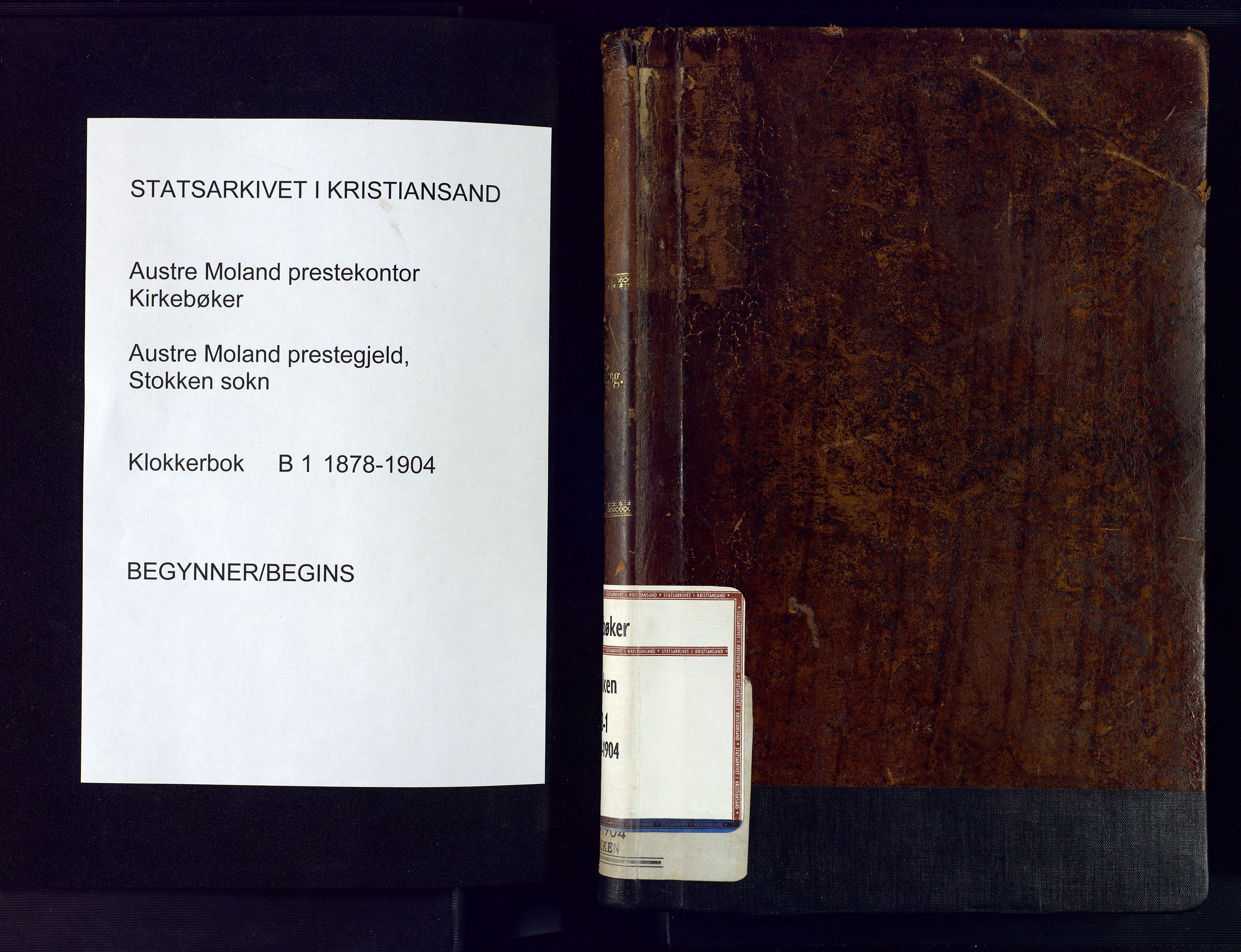 Austre Moland sokneprestkontor, SAK/1111-0001/F/Fb/Fbb/L0001: Klokkerbok nr. B 1, 1878-1904