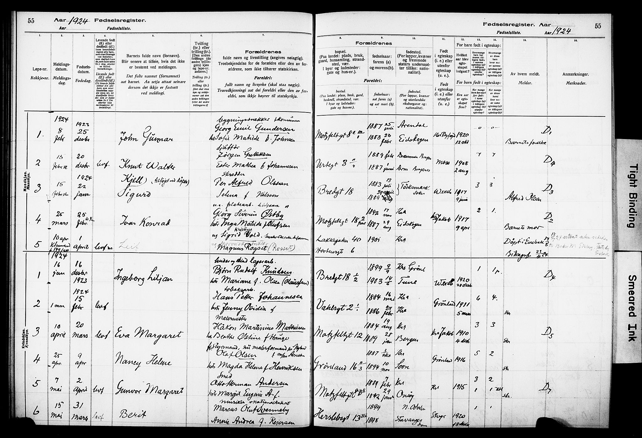 Wexel prestekontor Kirkebøker, SAO/A-10879/J/L0001: Fødselsregister nr. 1, 1916-1930, s. 55