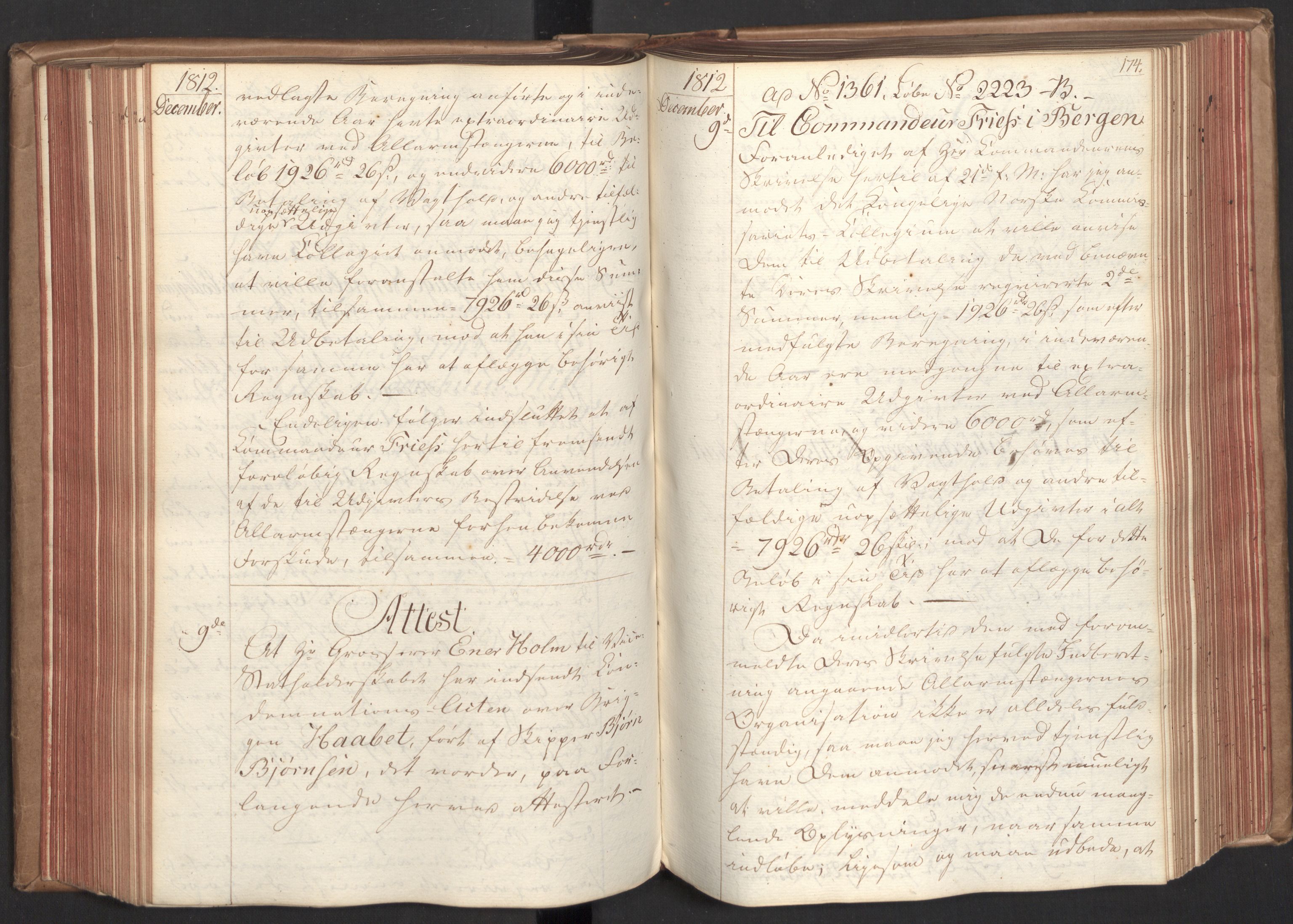Stattholderembetet 1810-1814, 2. kontor (Kontor B), AV/RA-EA-5432/Bc/L0002: Korrespondanseprotokoll, 1812-1813, s. 173b-174a