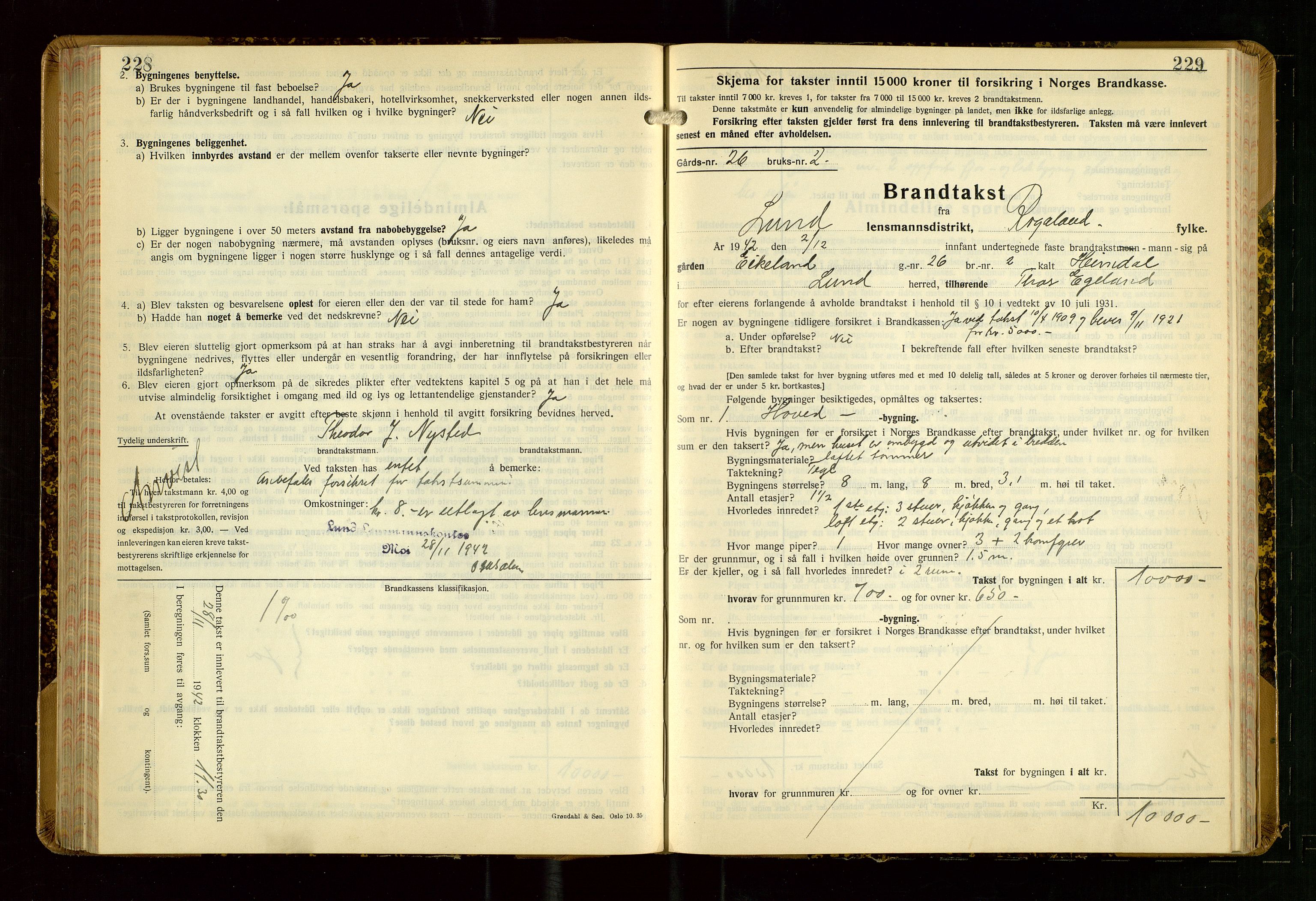 Lund lensmannskontor, AV/SAST-A-100303/Gob/L0006: "Brandtakstprotokoll", 1938-1951, s. 228-229