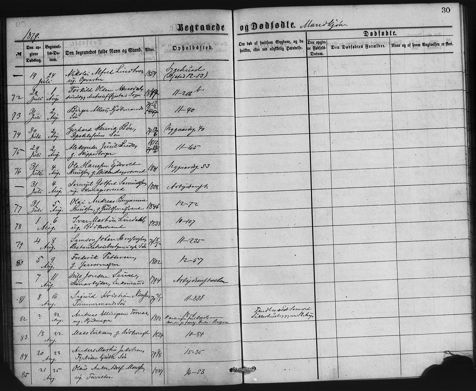Domkirken sokneprestembete, AV/SAB-A-74801/H/Haa: Ministerialbok nr. E 4, 1877-1881, s. 30