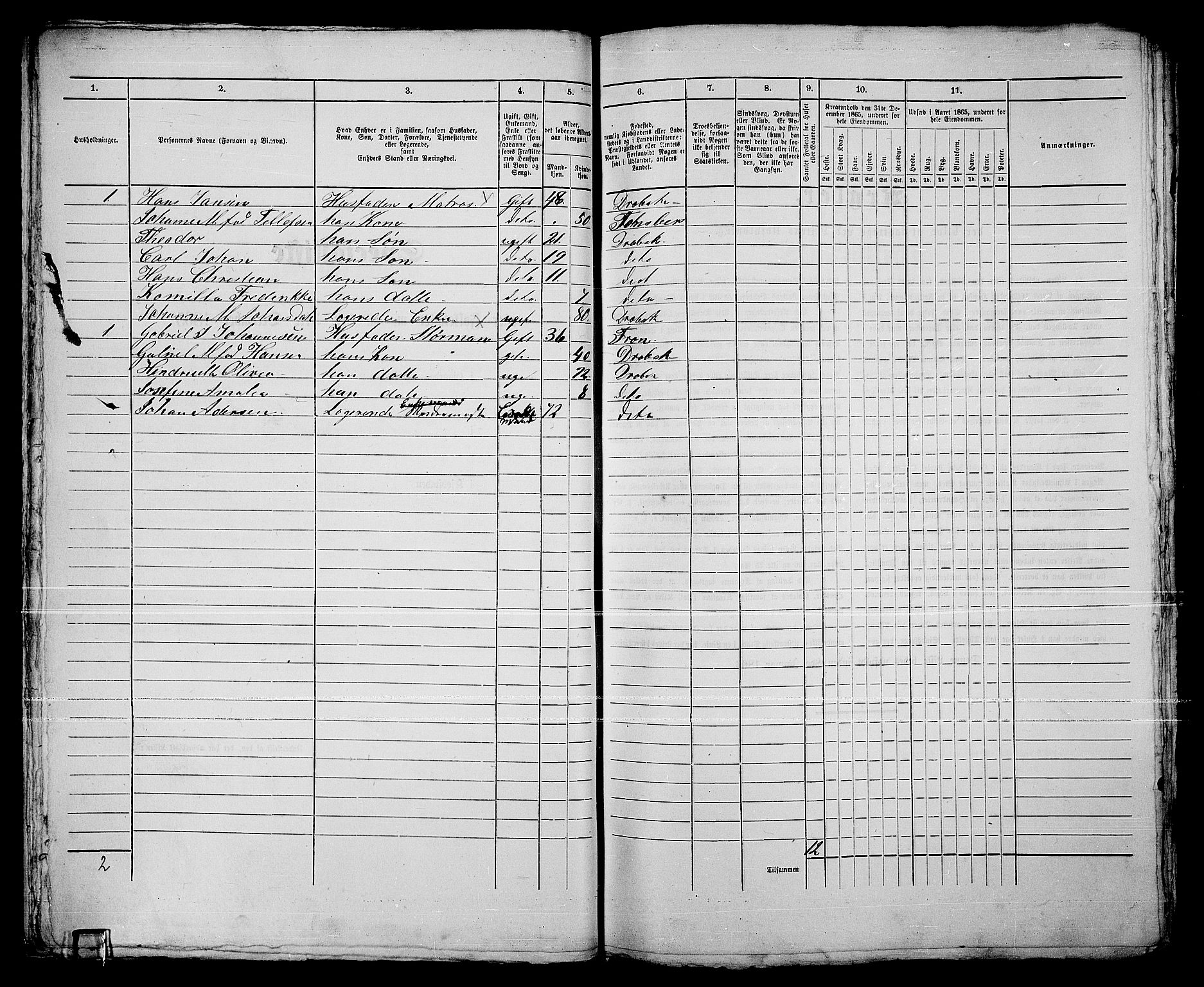 RA, Folketelling 1865 for 0203B Drøbak prestegjeld, Drøbak kjøpstad, 1865, s. 45