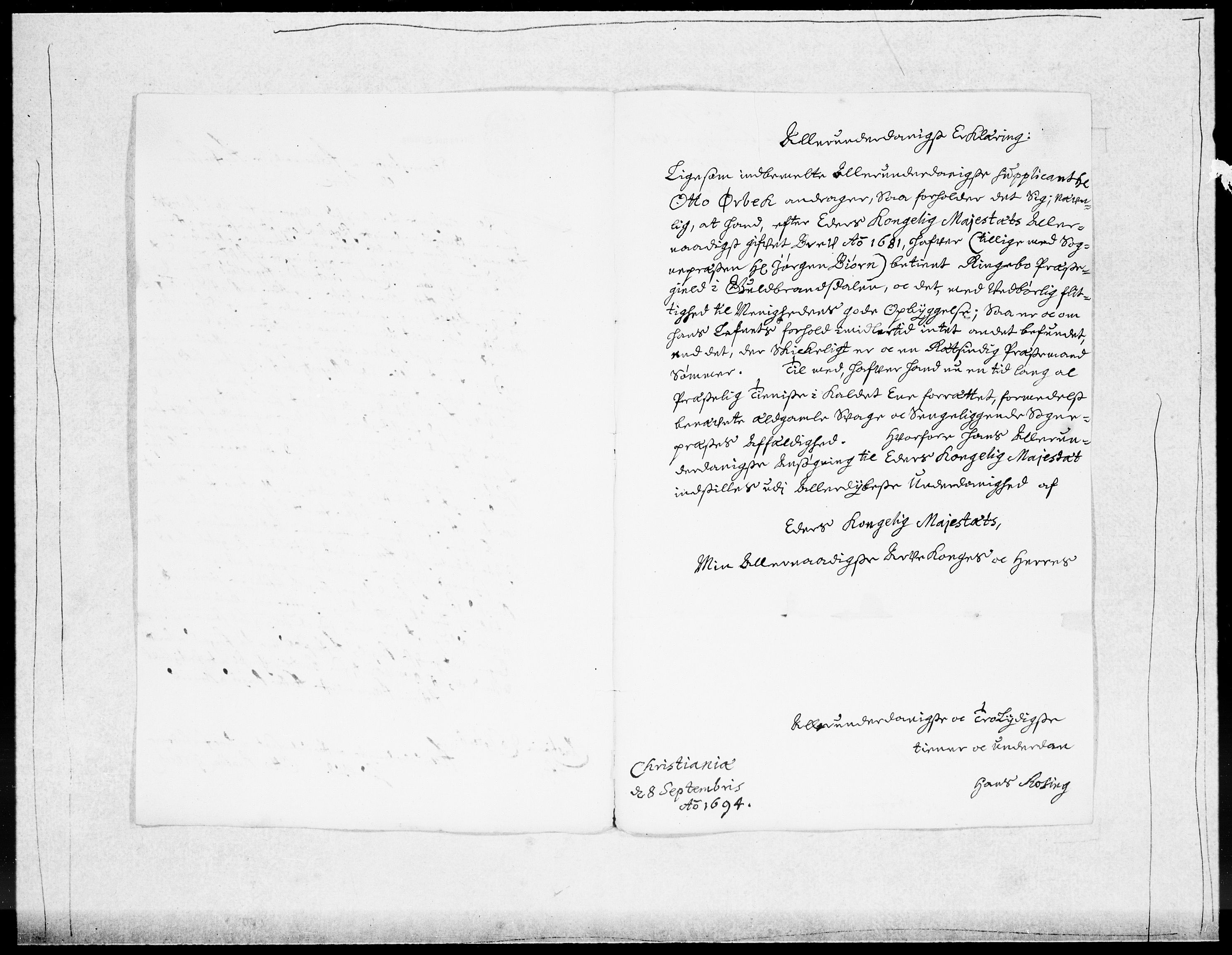 Danske Kanselli 1572-1799, AV/RA-EA-3023/F/Fc/Fcc/Fcca/L0046: Norske innlegg 1572-1799, 1693-1695, s. 313