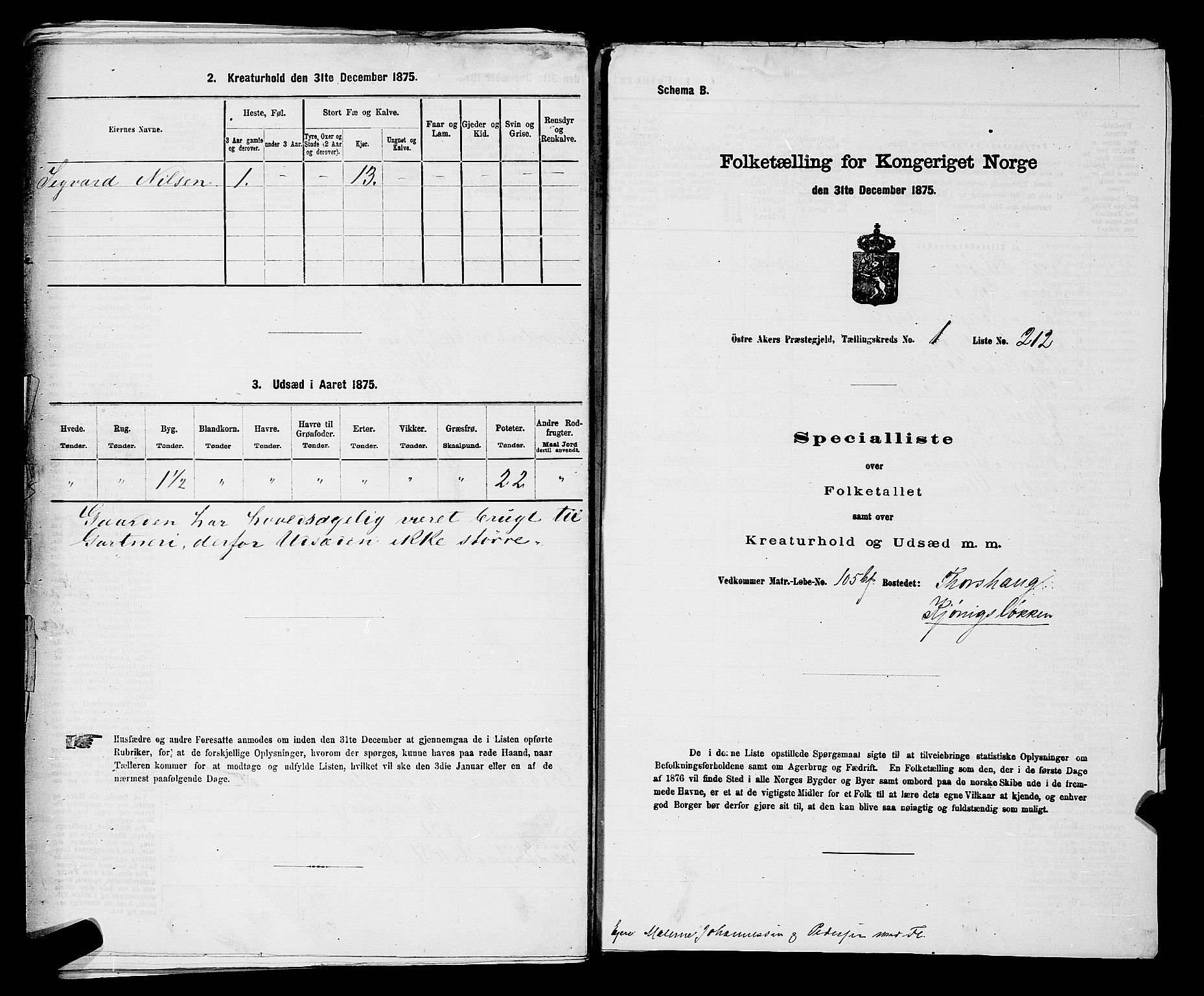 RA, Folketelling 1875 for 0218bP Østre Aker prestegjeld, 1875, s. 856