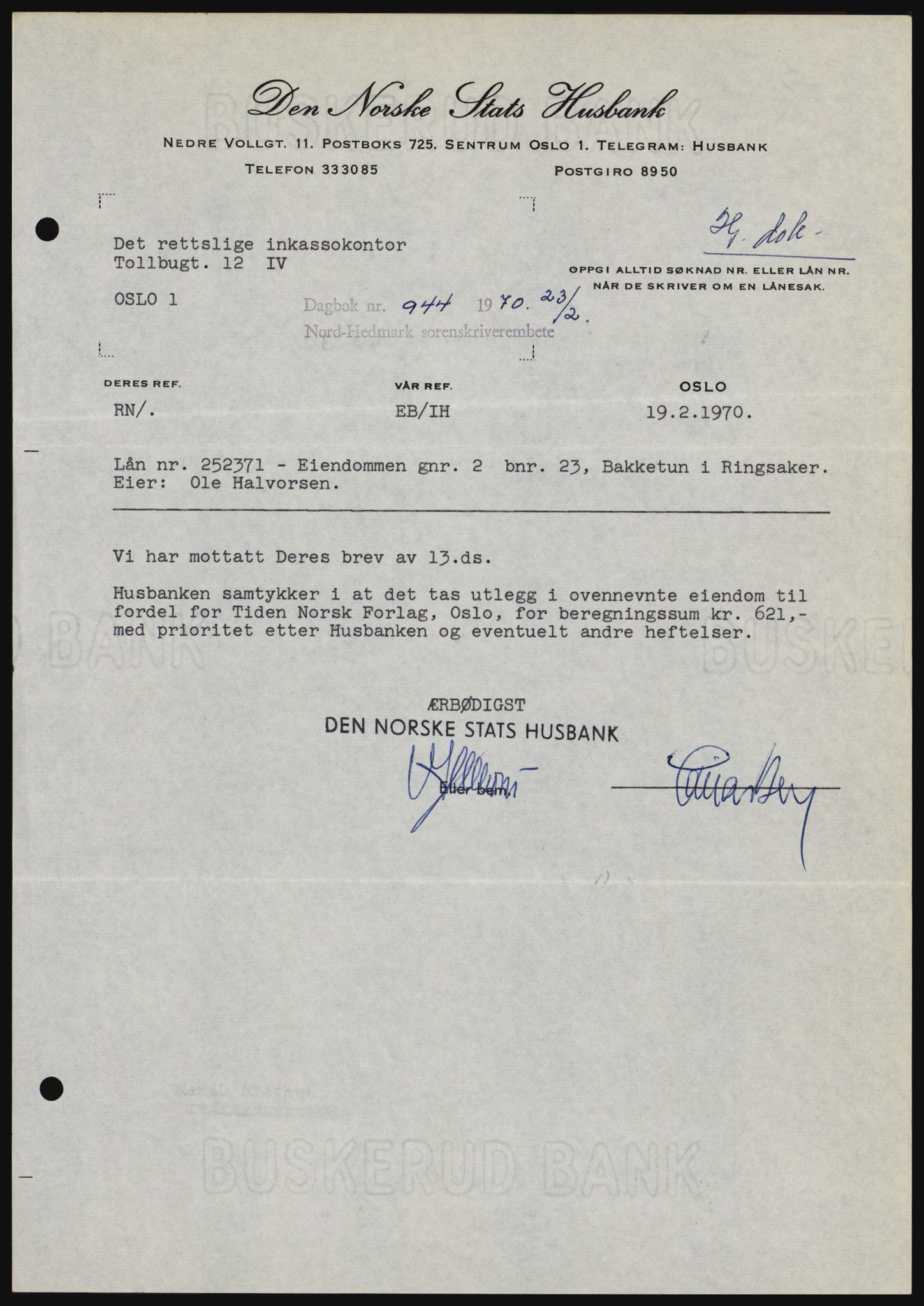 Nord-Hedmark sorenskriveri, AV/SAH-TING-012/H/Hc/L0033: Pantebok nr. 33, 1970-1970, Dagboknr: 944/1970