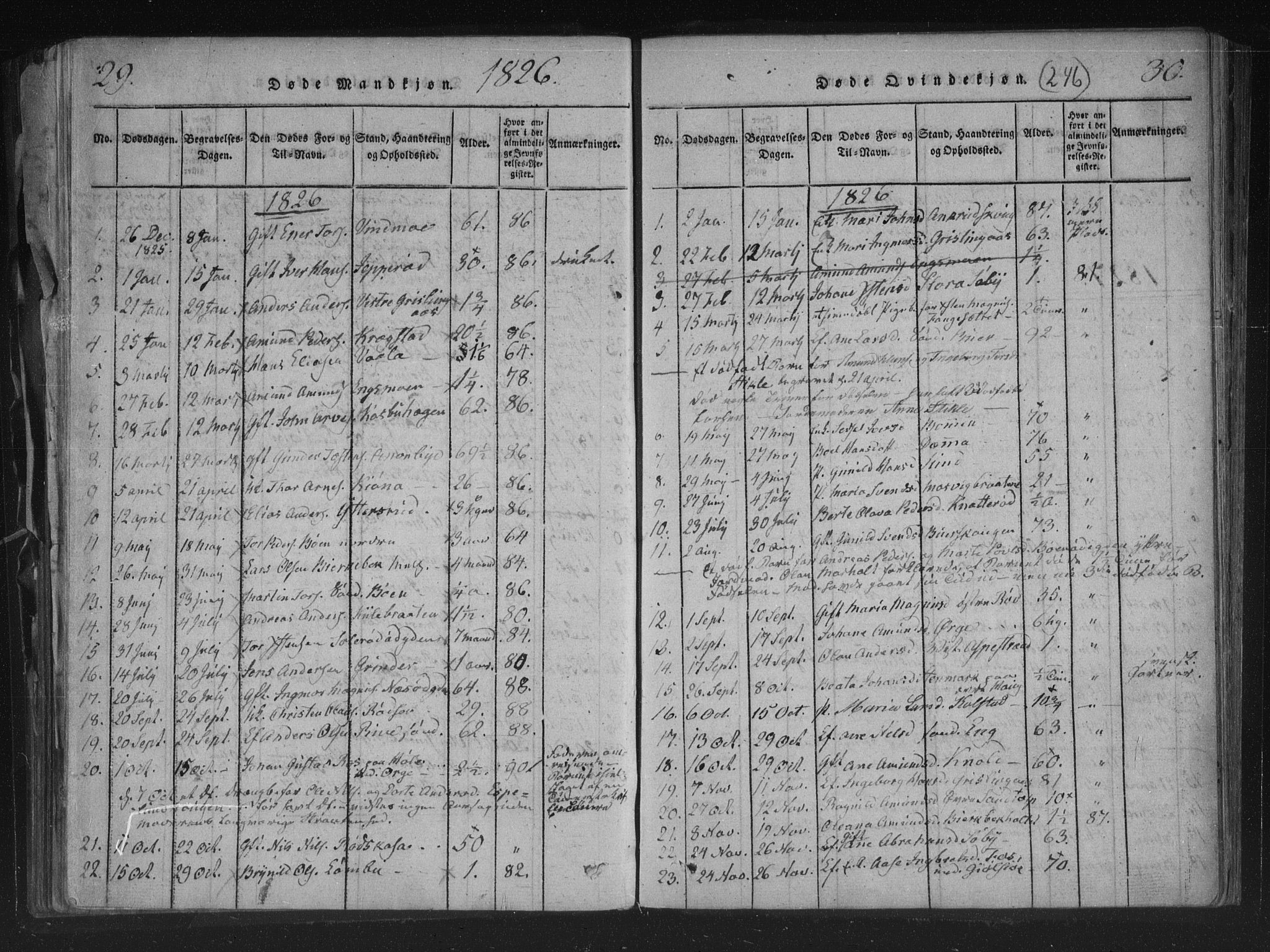 Aremark prestekontor Kirkebøker, SAO/A-10899/F/Fc/L0001: Ministerialbok nr. III 1, 1814-1834, s. 29-30