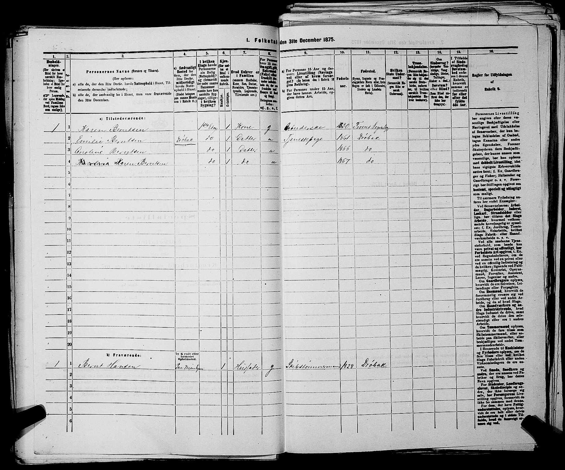 RA, Folketelling 1875 for 0203B Drøbak prestegjeld, Drøbak kjøpstad, 1875, s. 202