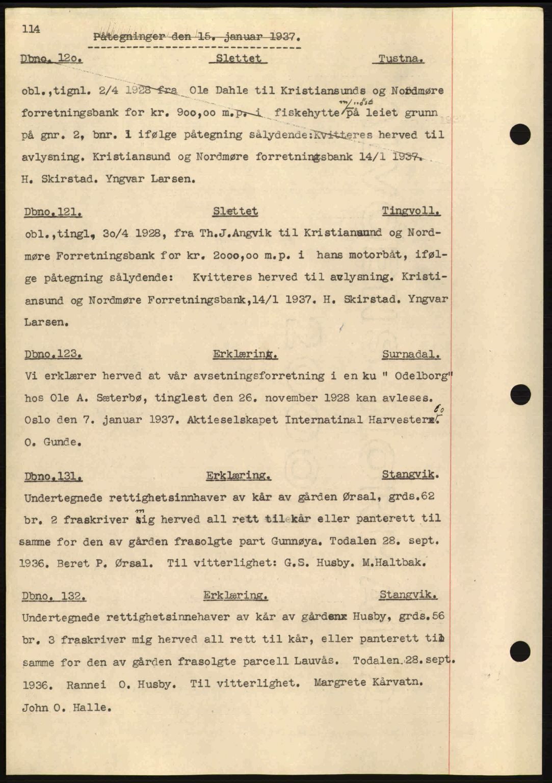 Nordmøre sorenskriveri, SAT/A-4132/1/2/2Ca: Pantebok nr. C80, 1936-1939, Dagboknr: 120/1937