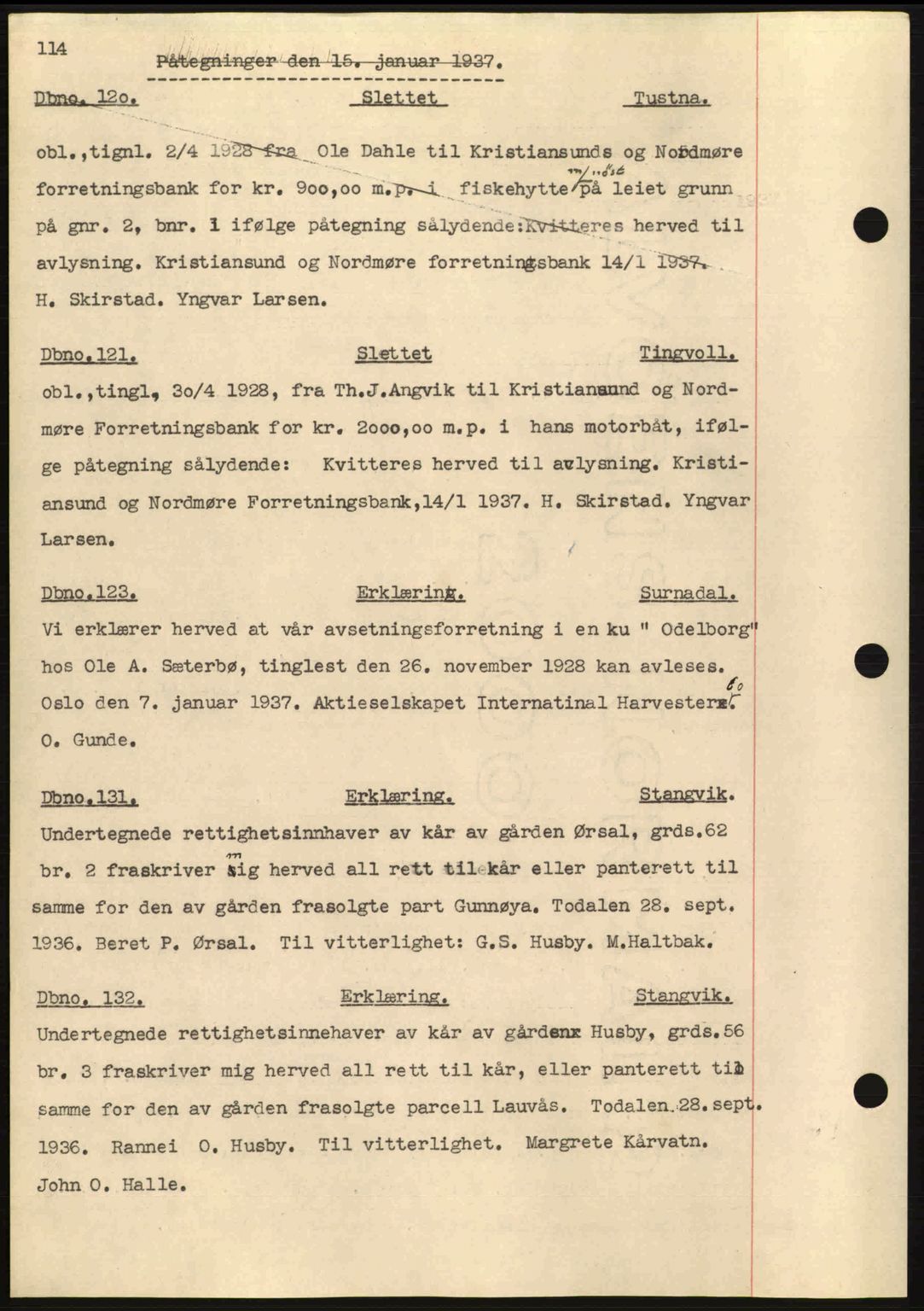 Nordmøre sorenskriveri, AV/SAT-A-4132/1/2/2Ca: Pantebok nr. C80, 1936-1939, Dagboknr: 120/1937