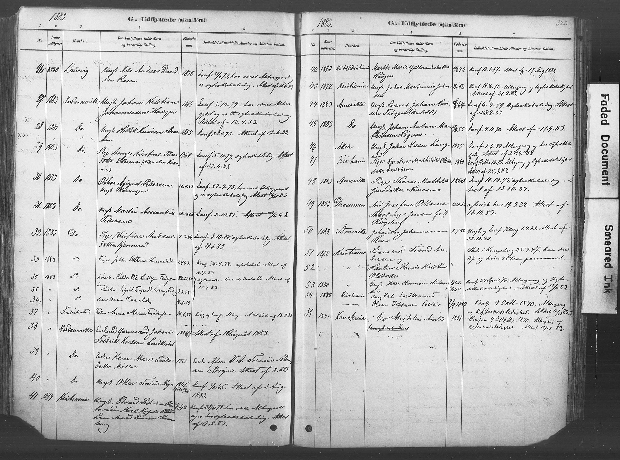 Kongsberg kirkebøker, AV/SAKO-A-22/F/Fb/L0001: Ministerialbok nr. II 1, 1878-1886, s. 322
