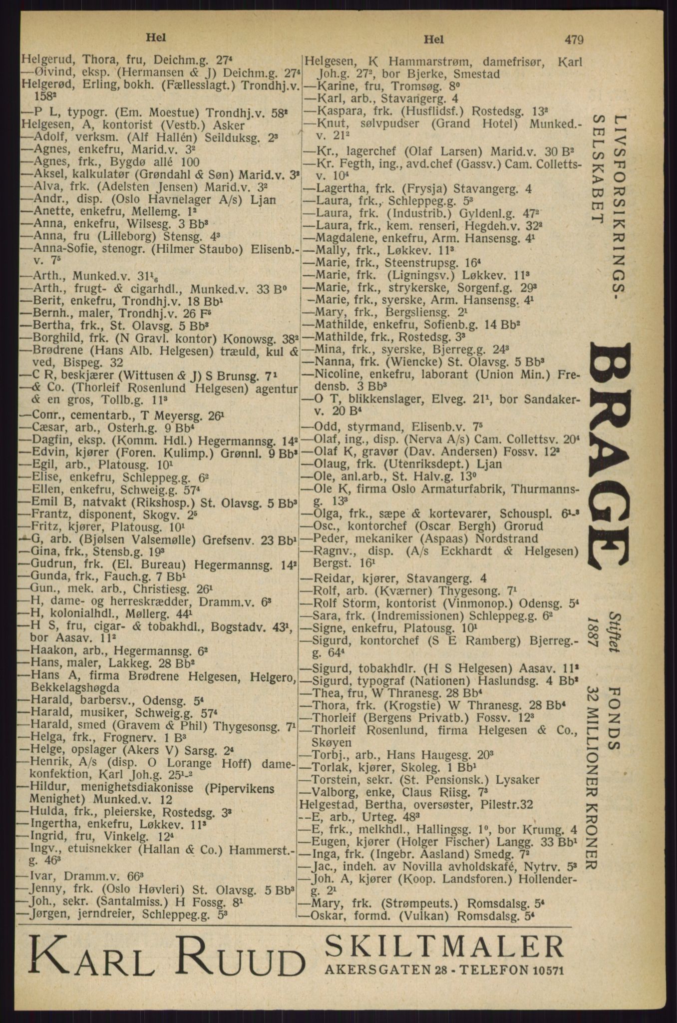 Kristiania/Oslo adressebok, PUBL/-, 1927, s. 479