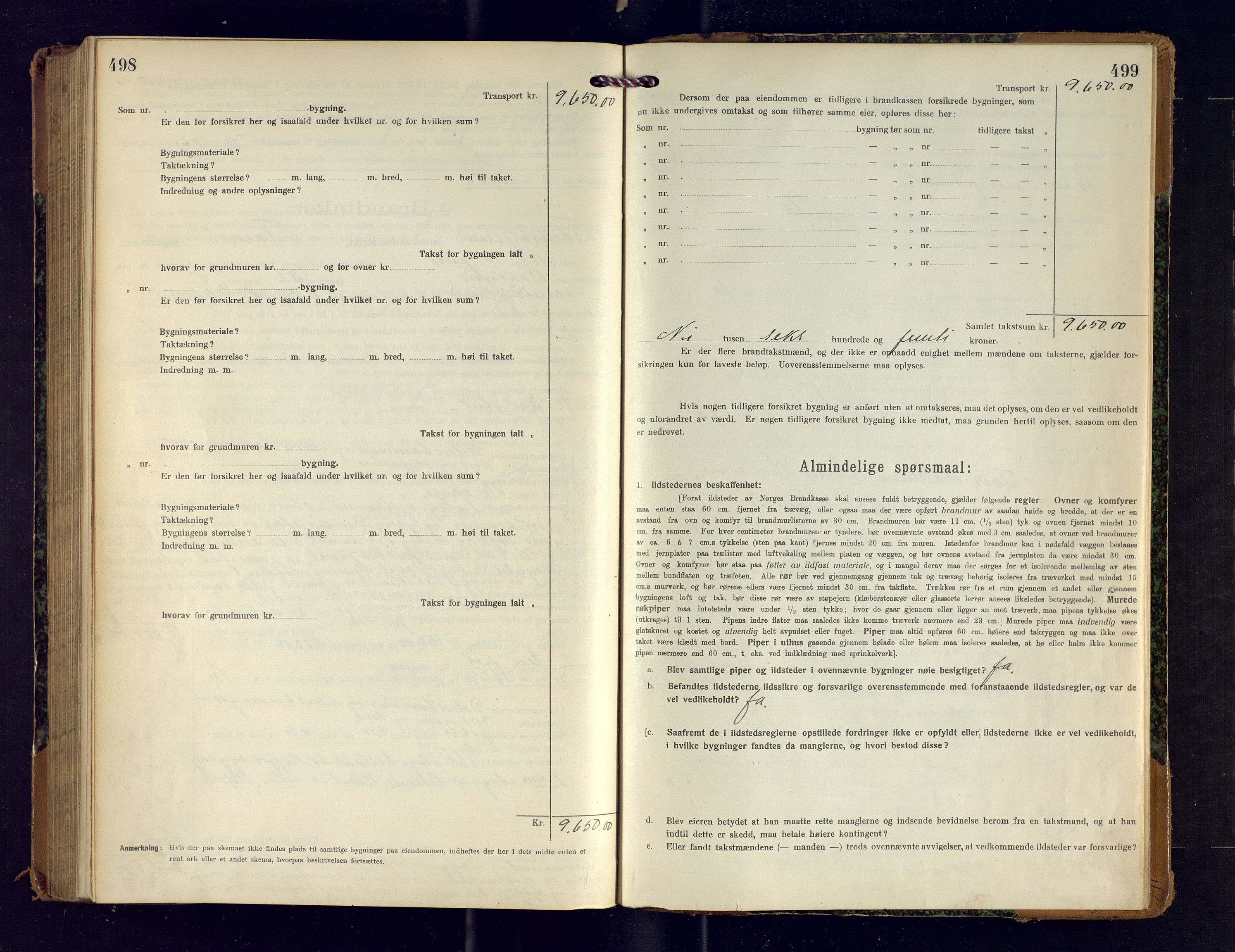 Tromsøysund lensmannskontor, SATØ/SATØ-12/F/Fs/Fsb/L0742: Branntakstprotokoll (S).  Med register, 1916-1918, s. 498-499
