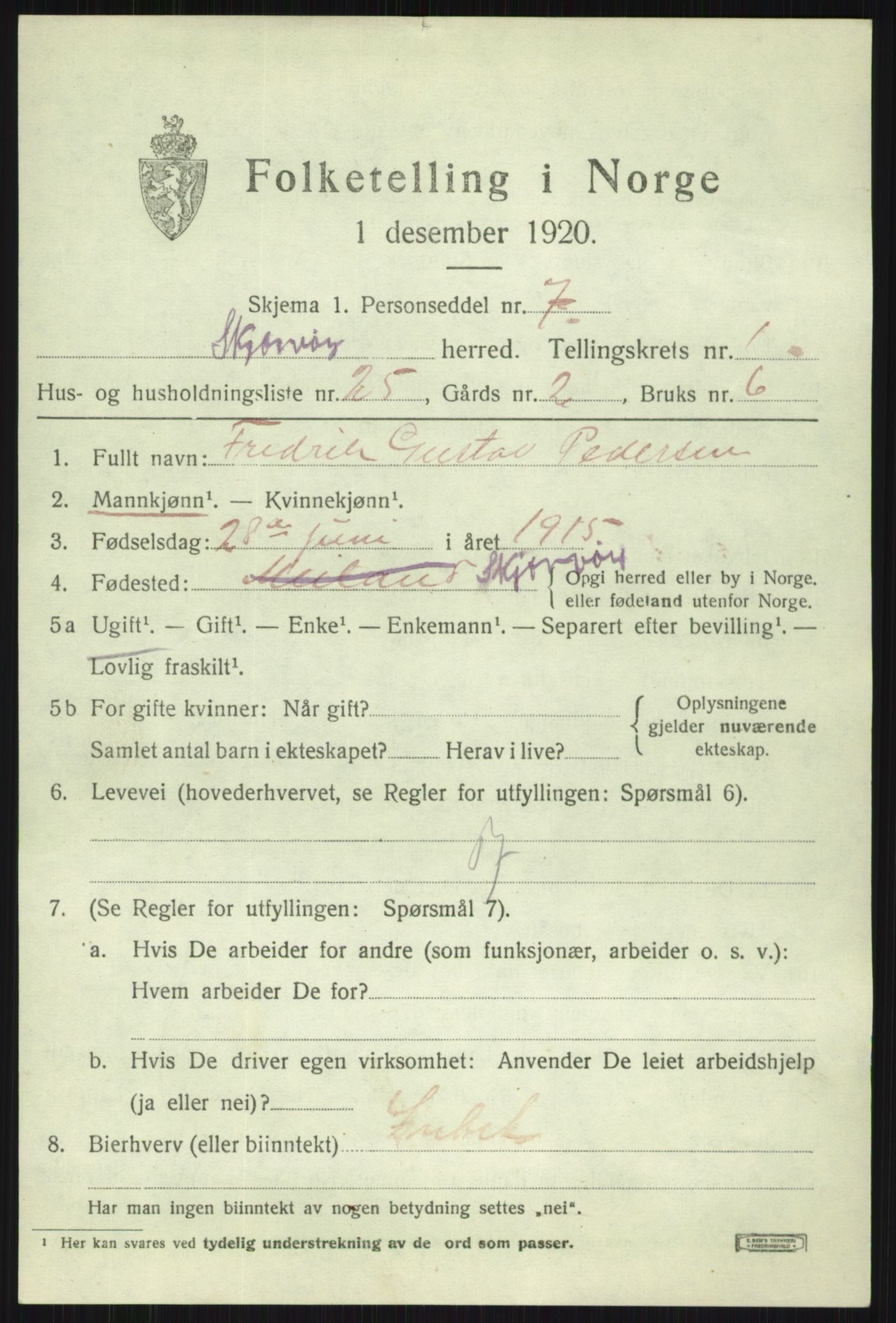 SATØ, Folketelling 1920 for 1941 Skjervøy herred, 1920, s. 1487