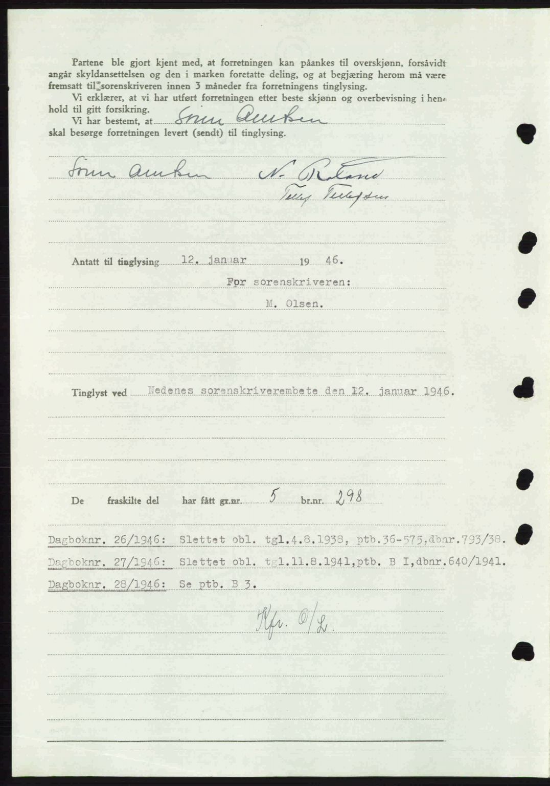 Nedenes sorenskriveri, SAK/1221-0006/G/Gb/Gba/L0054: Pantebok nr. A6c, 1946-1946, Dagboknr: 25/1946
