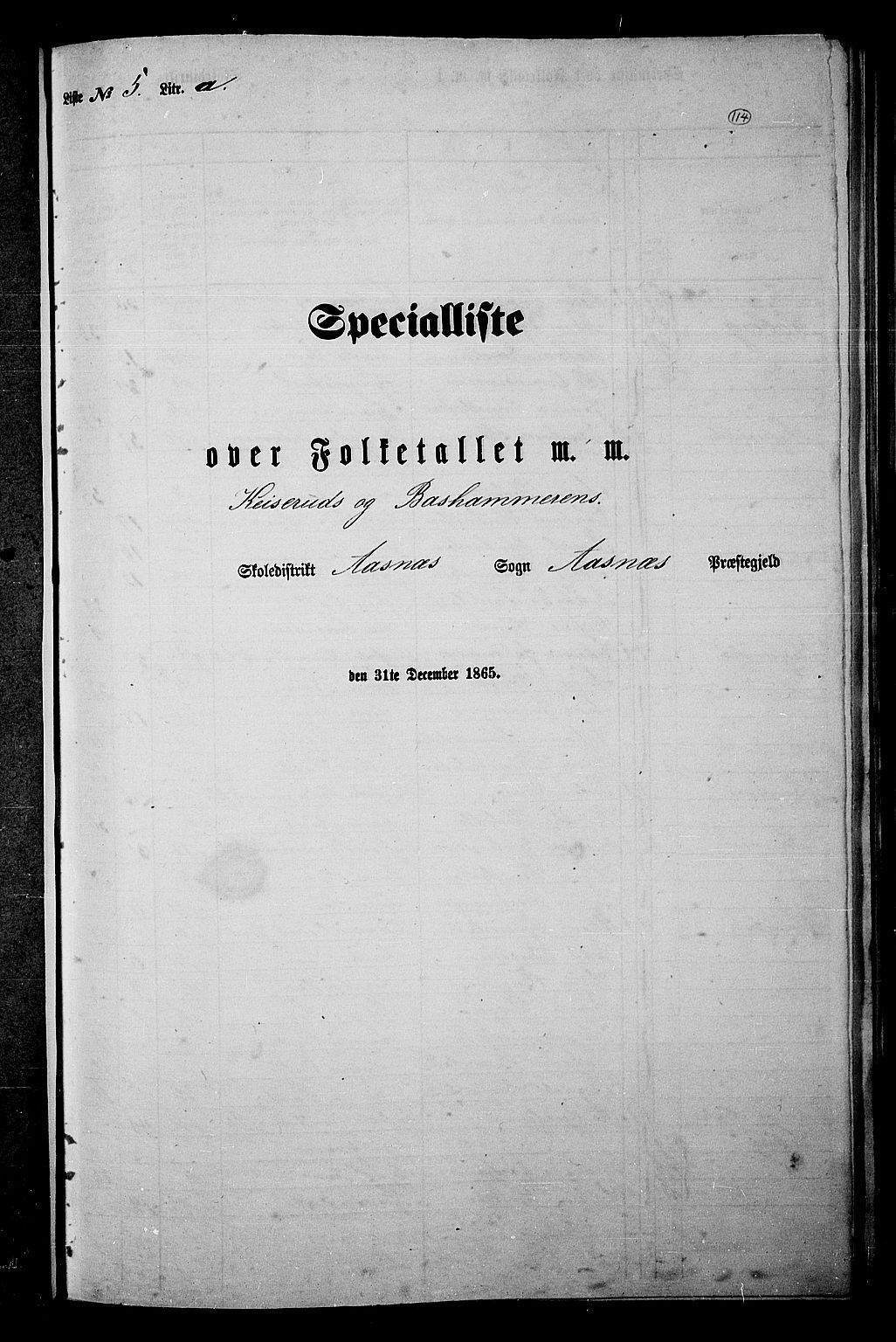 RA, Folketelling 1865 for 0425P Åsnes prestegjeld, 1865, s. 105