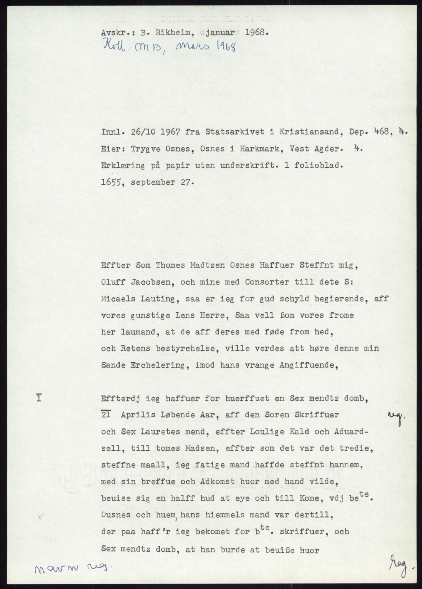 Samlinger til kildeutgivelse, Diplomavskriftsamlingen, RA/EA-4053/H/Ha, s. 2306