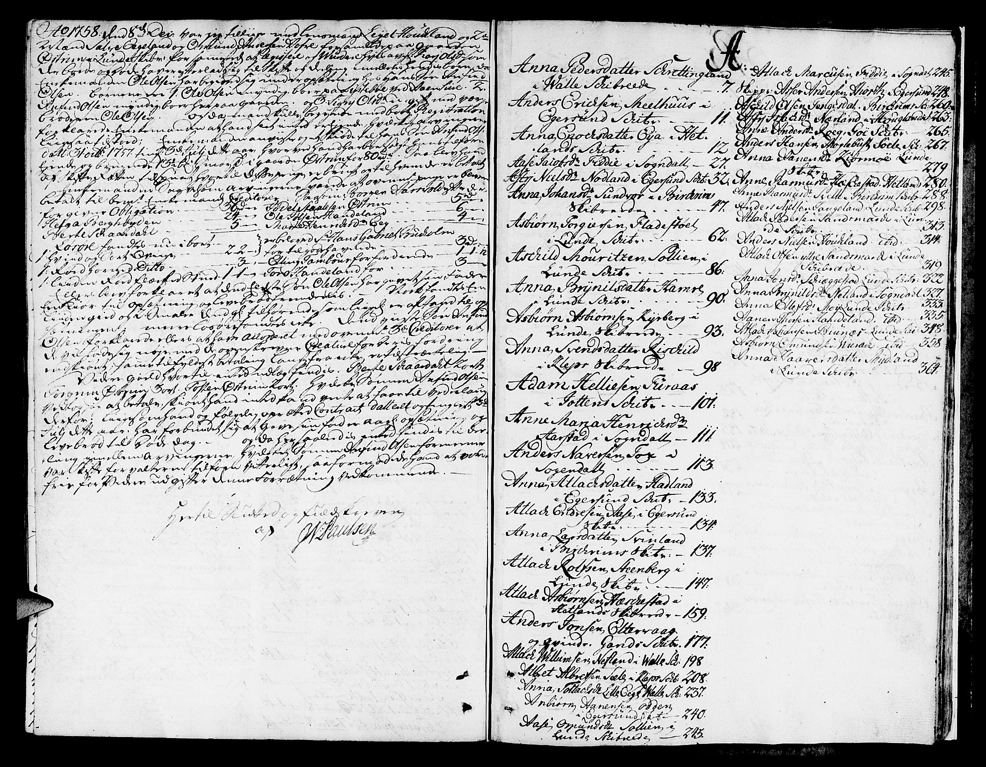 Jæren og Dalane sorenskriveri, SAST/A-100306/5/50BA/L0010: SKIFTEPROTOKOLL, 1752-1758, s. 367b-368a