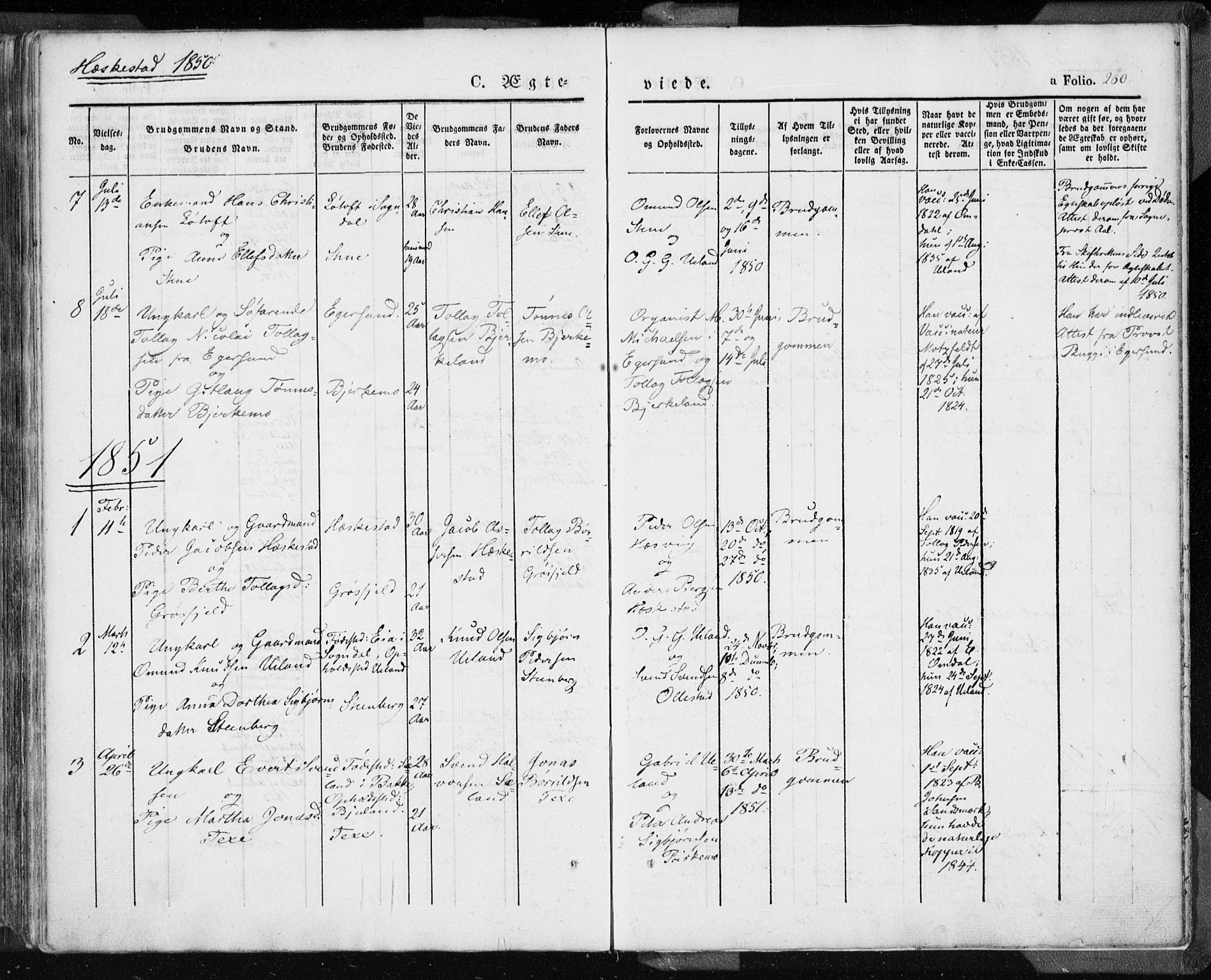 Lund sokneprestkontor, SAST/A-101809/S06/L0007: Ministerialbok nr. A 7.1, 1833-1854, s. 260