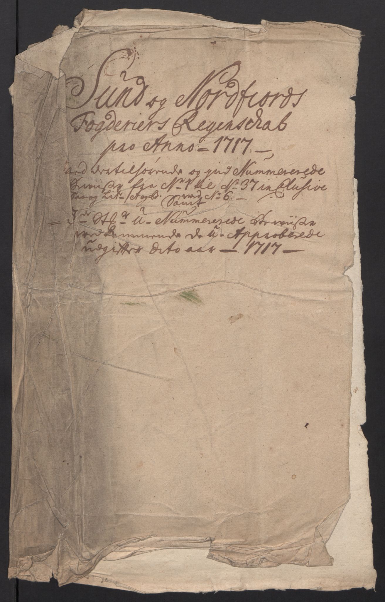 Rentekammeret inntil 1814, Reviderte regnskaper, Fogderegnskap, AV/RA-EA-4092/R53/L3441: Fogderegnskap Sunn- og Nordfjord, 1717-1718, s. 3