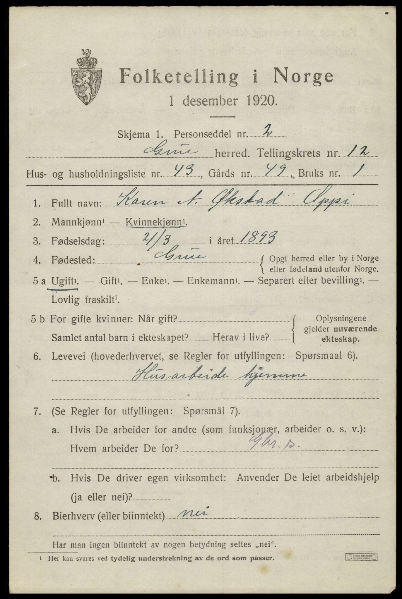 SAH, Folketelling 1920 for 0423 Grue herred, 1920, s. 11089