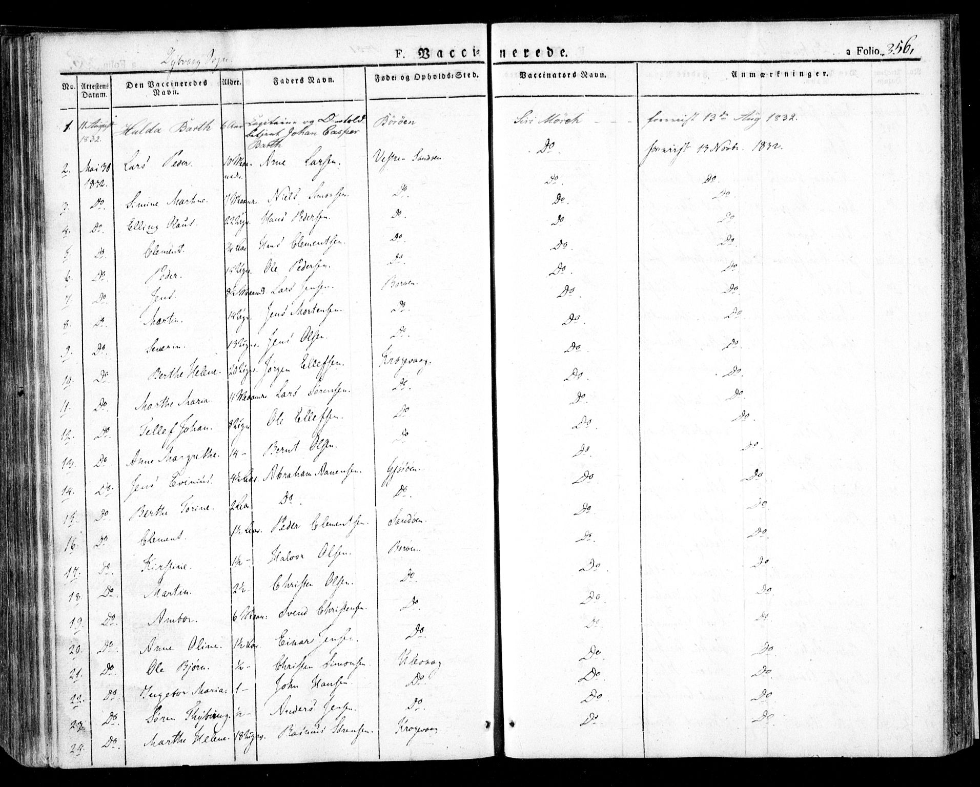 Dypvåg sokneprestkontor, AV/SAK-1111-0007/F/Fa/Faa/L0004: Ministerialbok nr. A 4, 1824-1840, s. 356