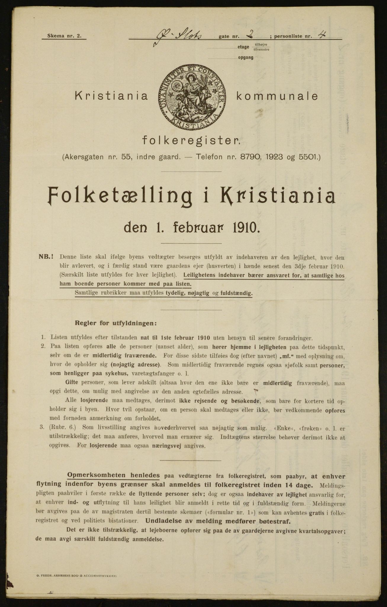 OBA, Kommunal folketelling 1.2.1910 for Kristiania, 1910, s. 123124