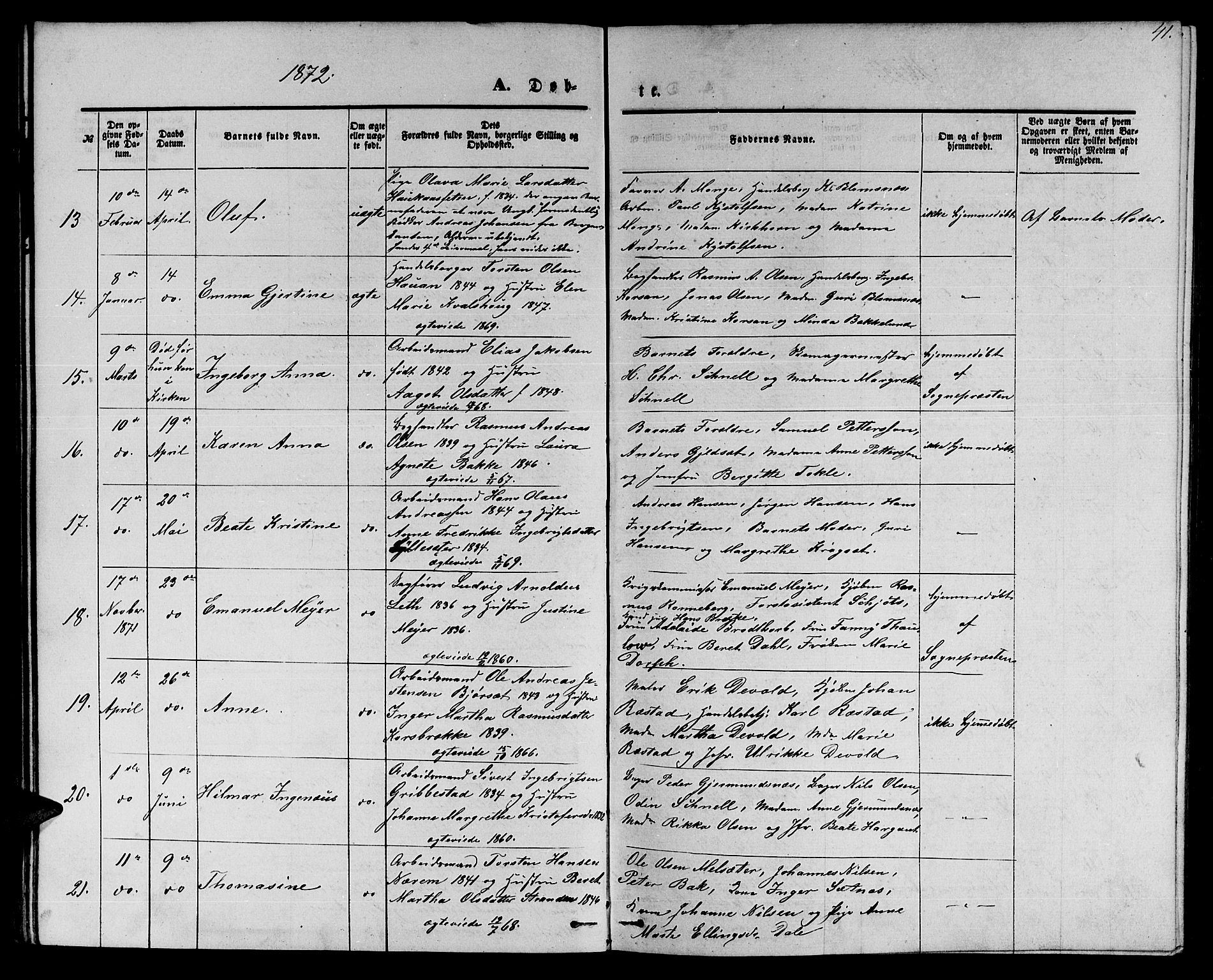 Ministerialprotokoller, klokkerbøker og fødselsregistre - Møre og Romsdal, SAT/A-1454/558/L0701: Klokkerbok nr. 558C02, 1862-1879, s. 41
