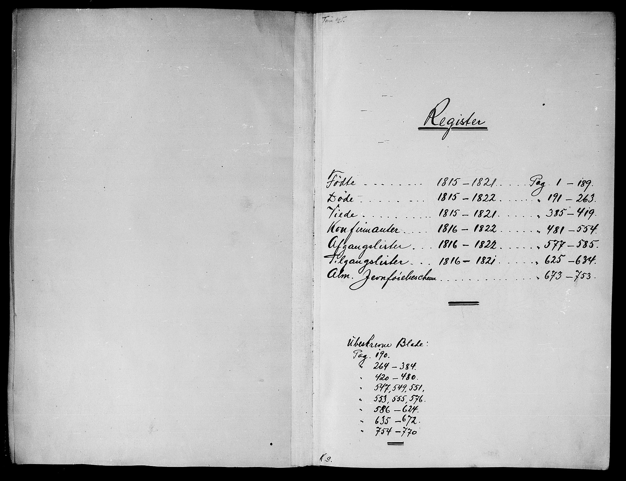Tune prestekontor Kirkebøker, SAO/A-2007/G/Ga/L0001: Klokkerbok nr. I 1, 1815-1822