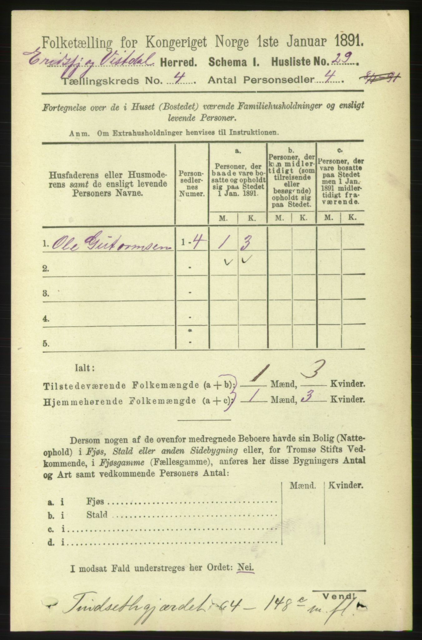 RA, Folketelling 1891 for 1542 Eresfjord og Vistdal herred, 1891, s. 806