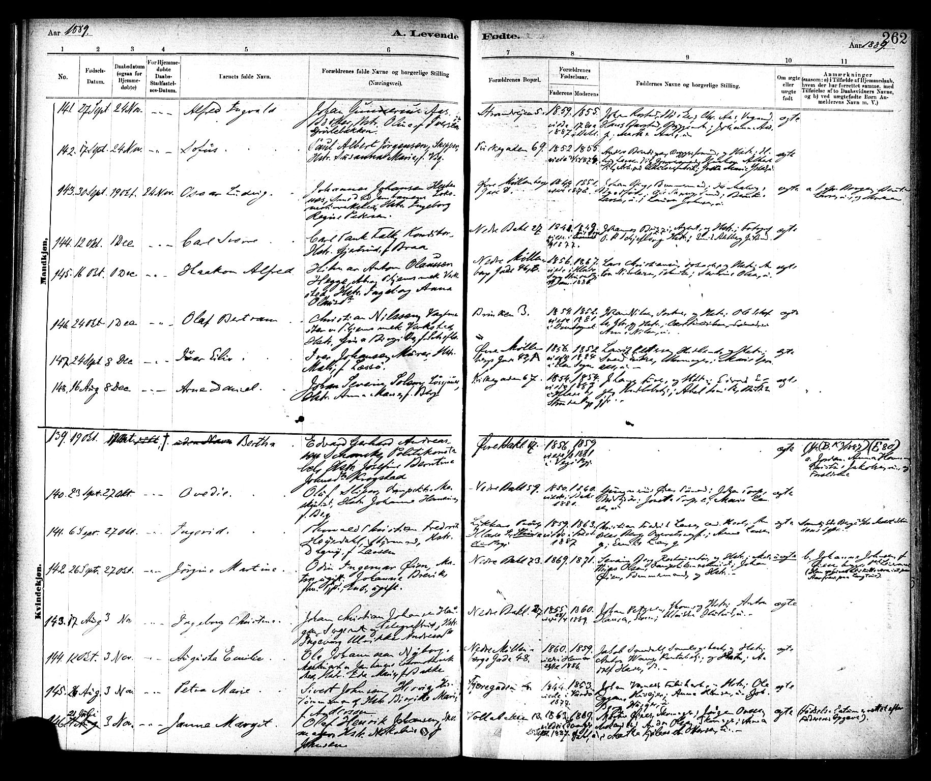 Ministerialprotokoller, klokkerbøker og fødselsregistre - Sør-Trøndelag, SAT/A-1456/604/L0188: Ministerialbok nr. 604A09, 1878-1892, s. 262