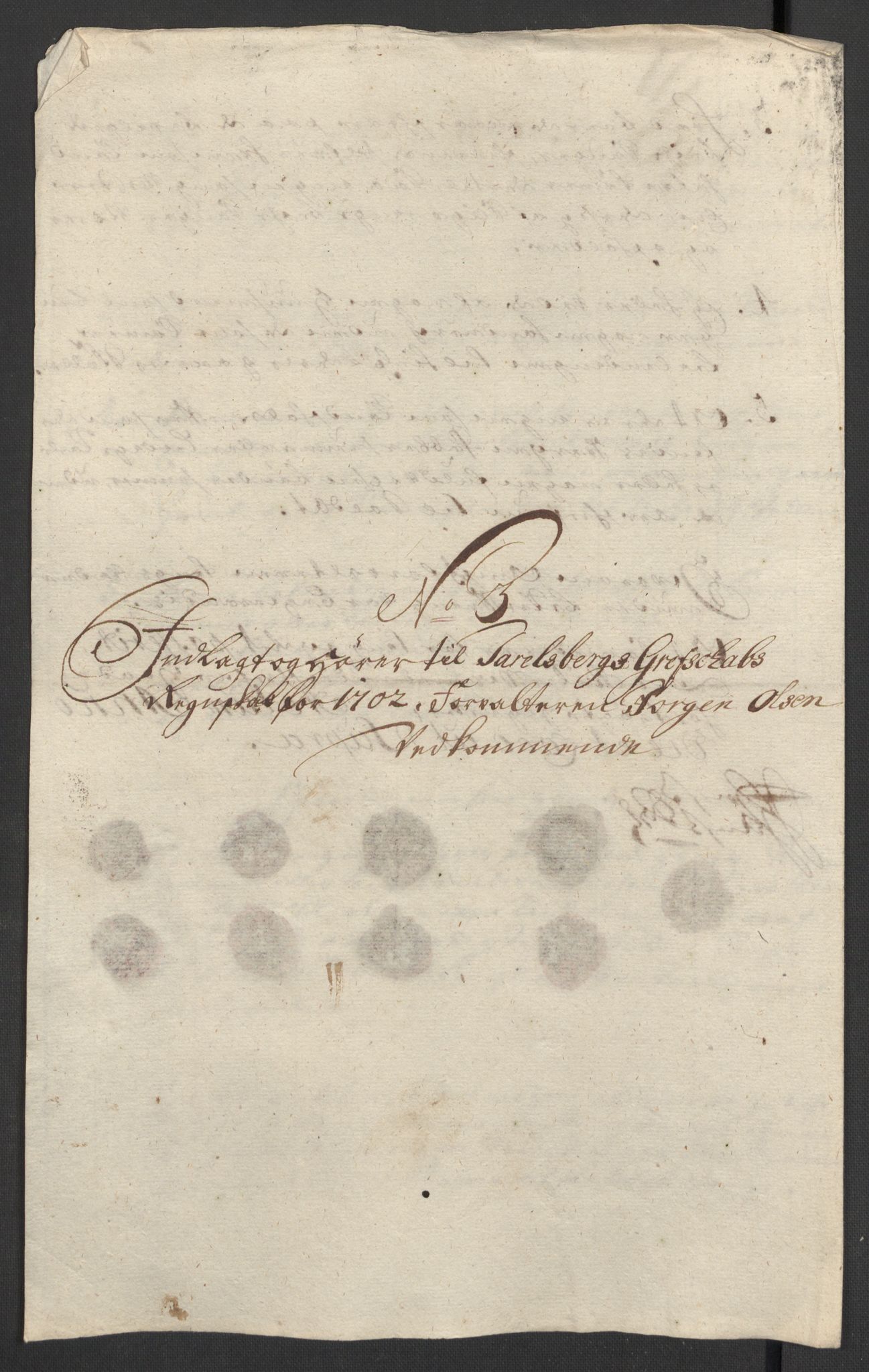 Rentekammeret inntil 1814, Reviderte regnskaper, Fogderegnskap, AV/RA-EA-4092/R32/L1870: Fogderegnskap Jarlsberg grevskap, 1702, s. 135