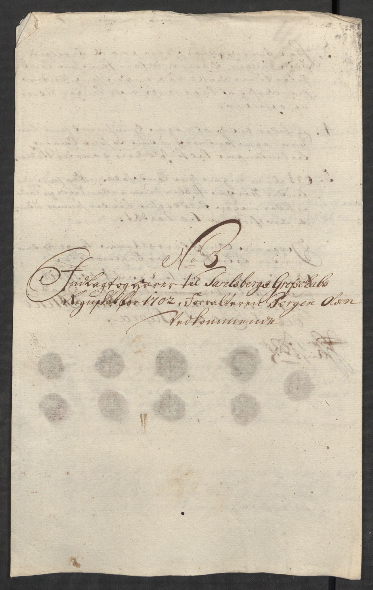 Rentekammeret inntil 1814, Reviderte regnskaper, Fogderegnskap, RA/EA-4092/R32/L1870: Fogderegnskap Jarlsberg grevskap, 1702, s. 135