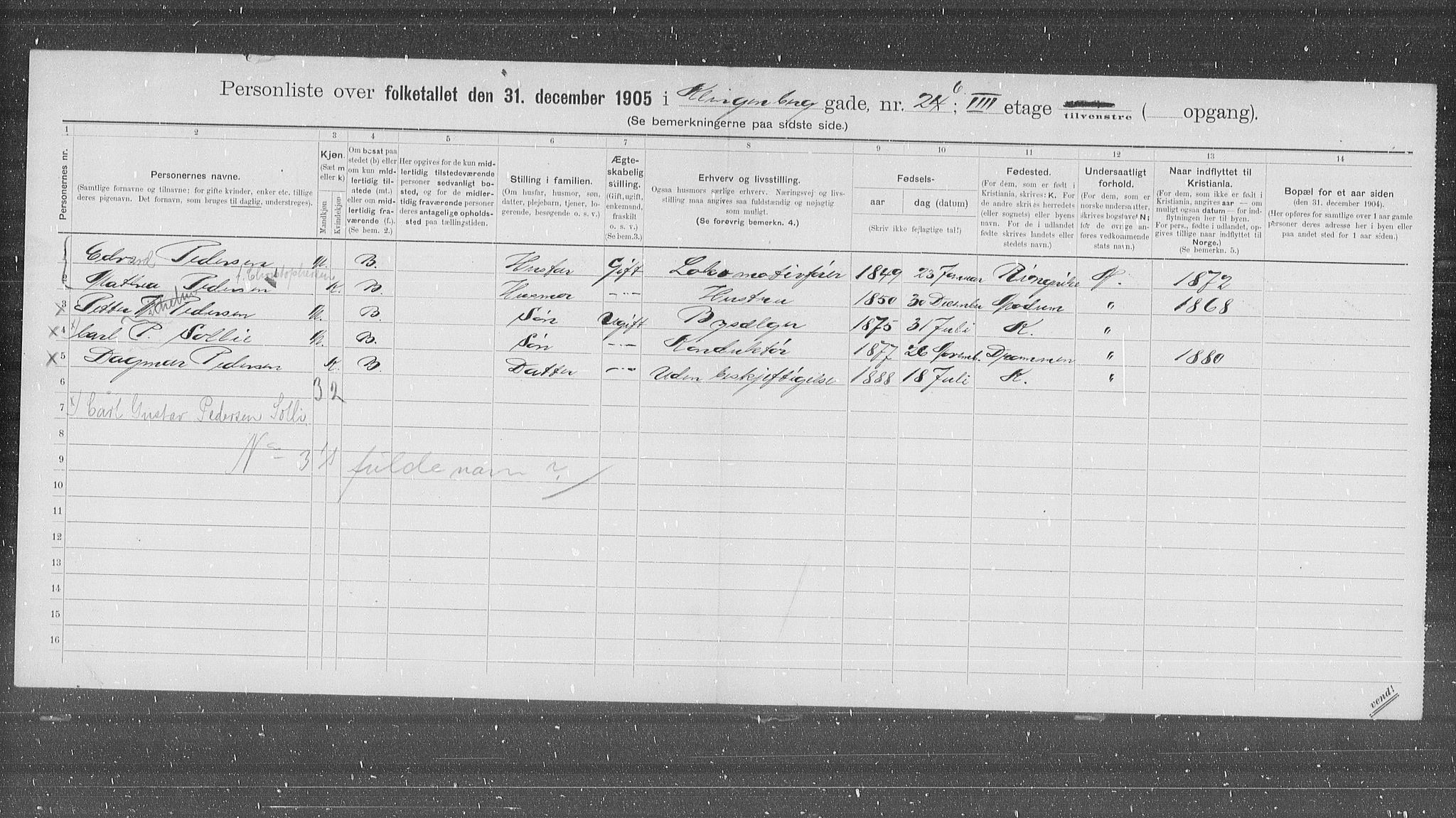 OBA, Kommunal folketelling 31.12.1905 for Kristiania kjøpstad, 1905, s. 27426