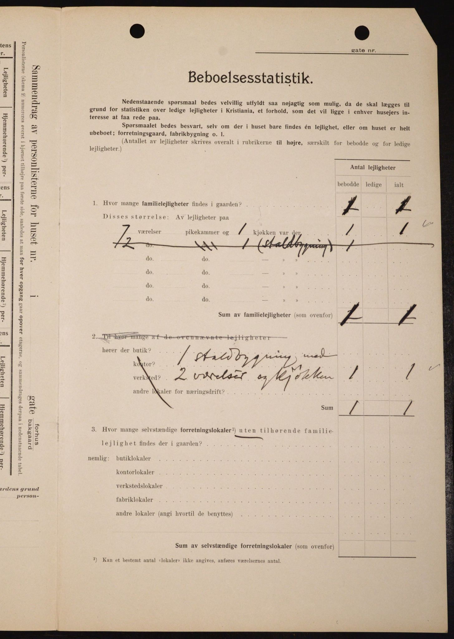 OBA, Kommunal folketelling 1.2.1909 for Kristiania kjøpstad, 1909, s. 66900