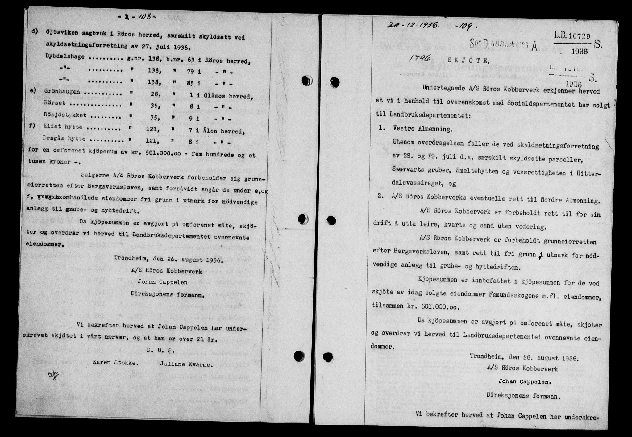 Gauldal sorenskriveri, SAT/A-0014/1/2/2C/L0046: Pantebok nr. 49-50, 1936-1937, Dagboknr: 1796/1936