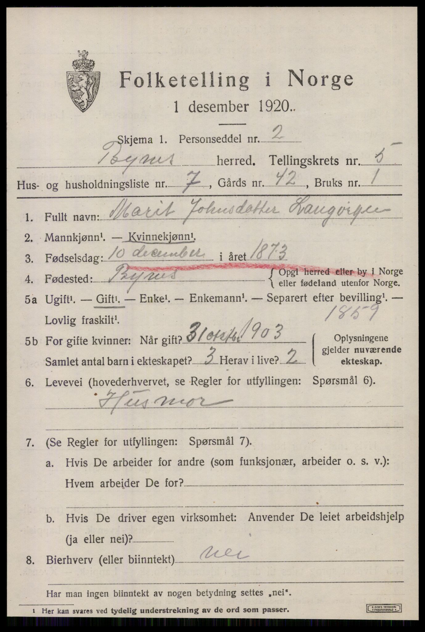 SAT, Folketelling 1920 for 1655 Byneset herred, 1920, s. 2590