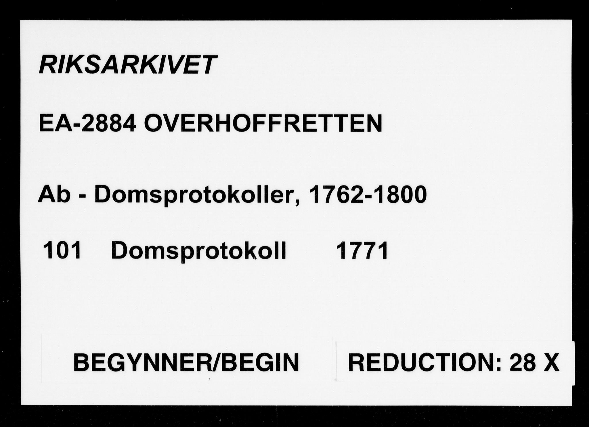 Overhoffretten 1667-1797, AV/RA-EA-2884/Ab/L0101: Domsprotokoll, 1771