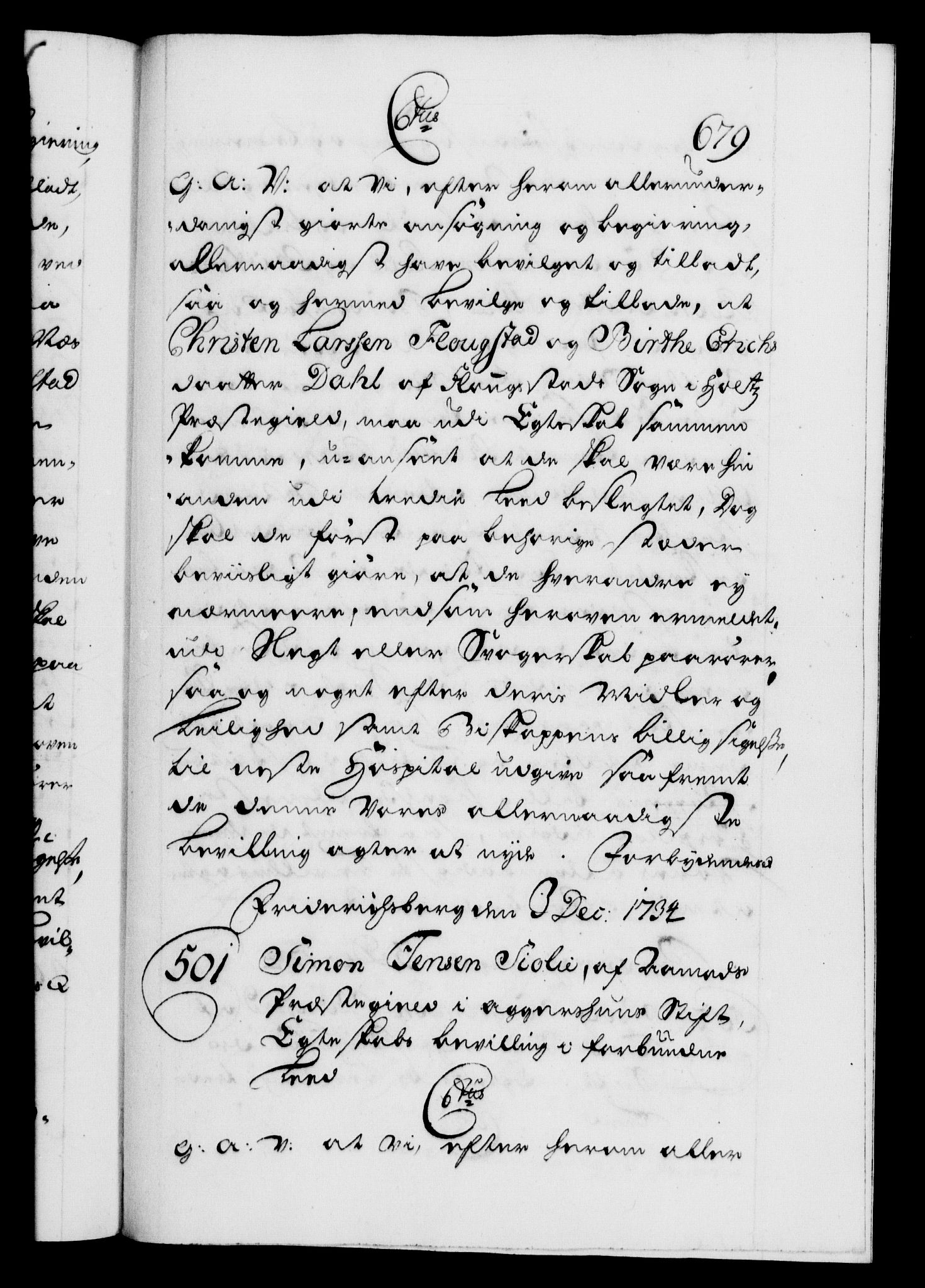 Danske Kanselli 1572-1799, AV/RA-EA-3023/F/Fc/Fca/Fcaa/L0028: Norske registre, 1733-1734, s. 679a