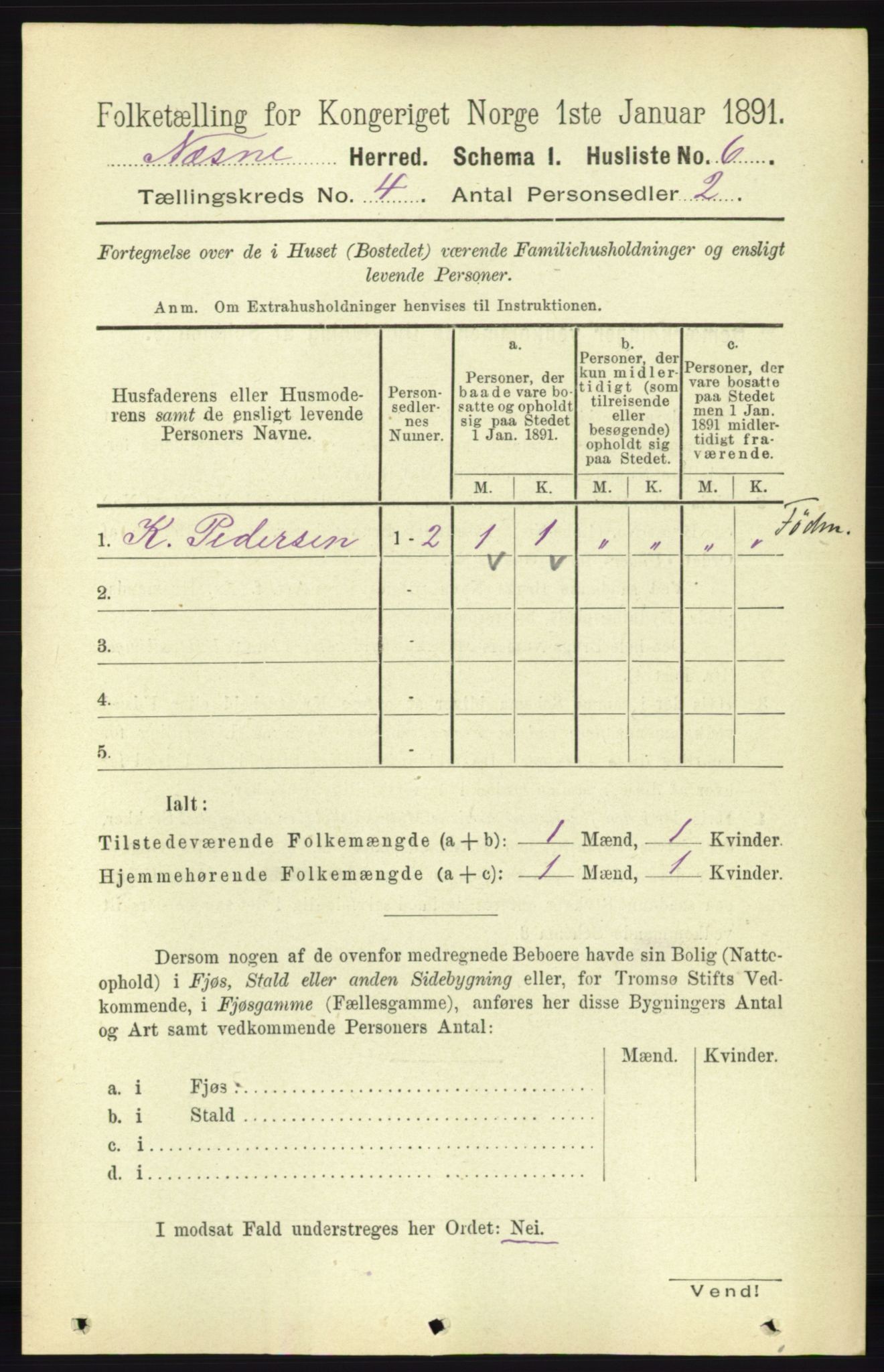 RA, Folketelling 1891 for 1828 Nesna herred, 1891, s. 2092