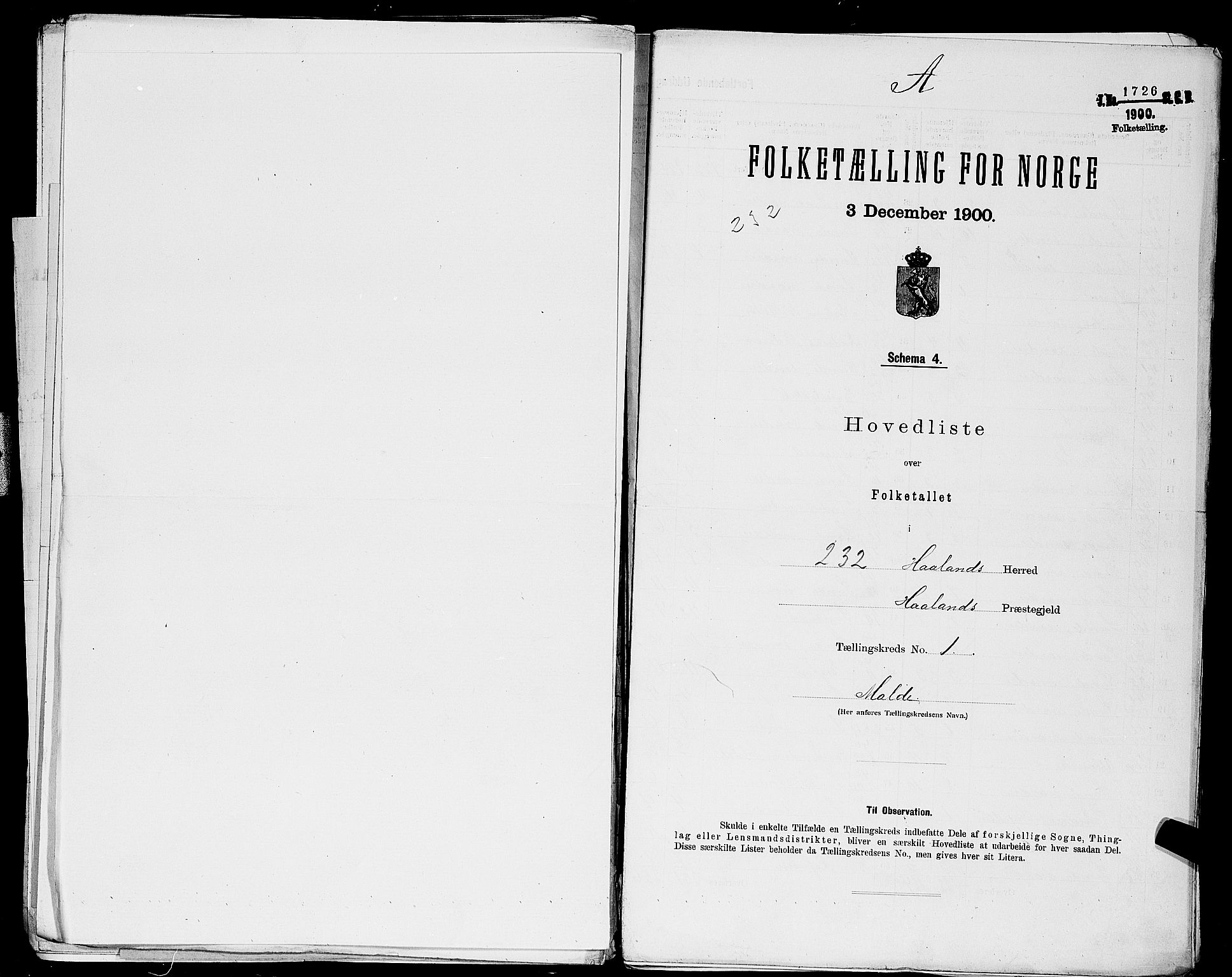 SAST, Folketelling 1900 for 1124 Haaland herred, 1900, s. 16