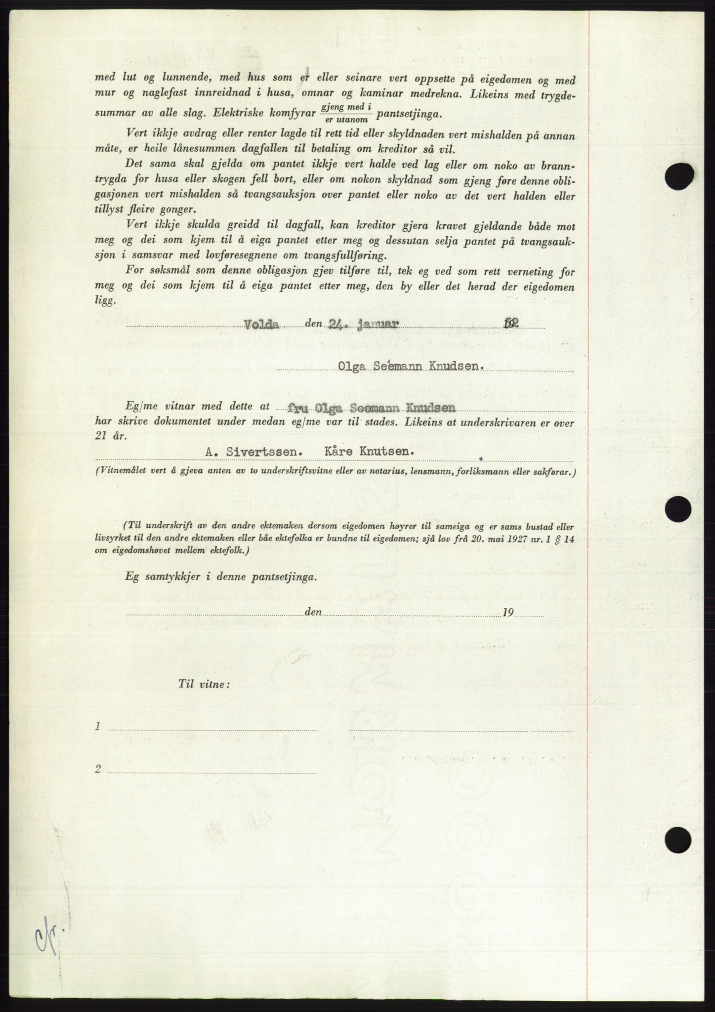 Søre Sunnmøre sorenskriveri, AV/SAT-A-4122/1/2/2C/L0121: Pantebok nr. 9B, 1951-1952, Dagboknr: 667/1952