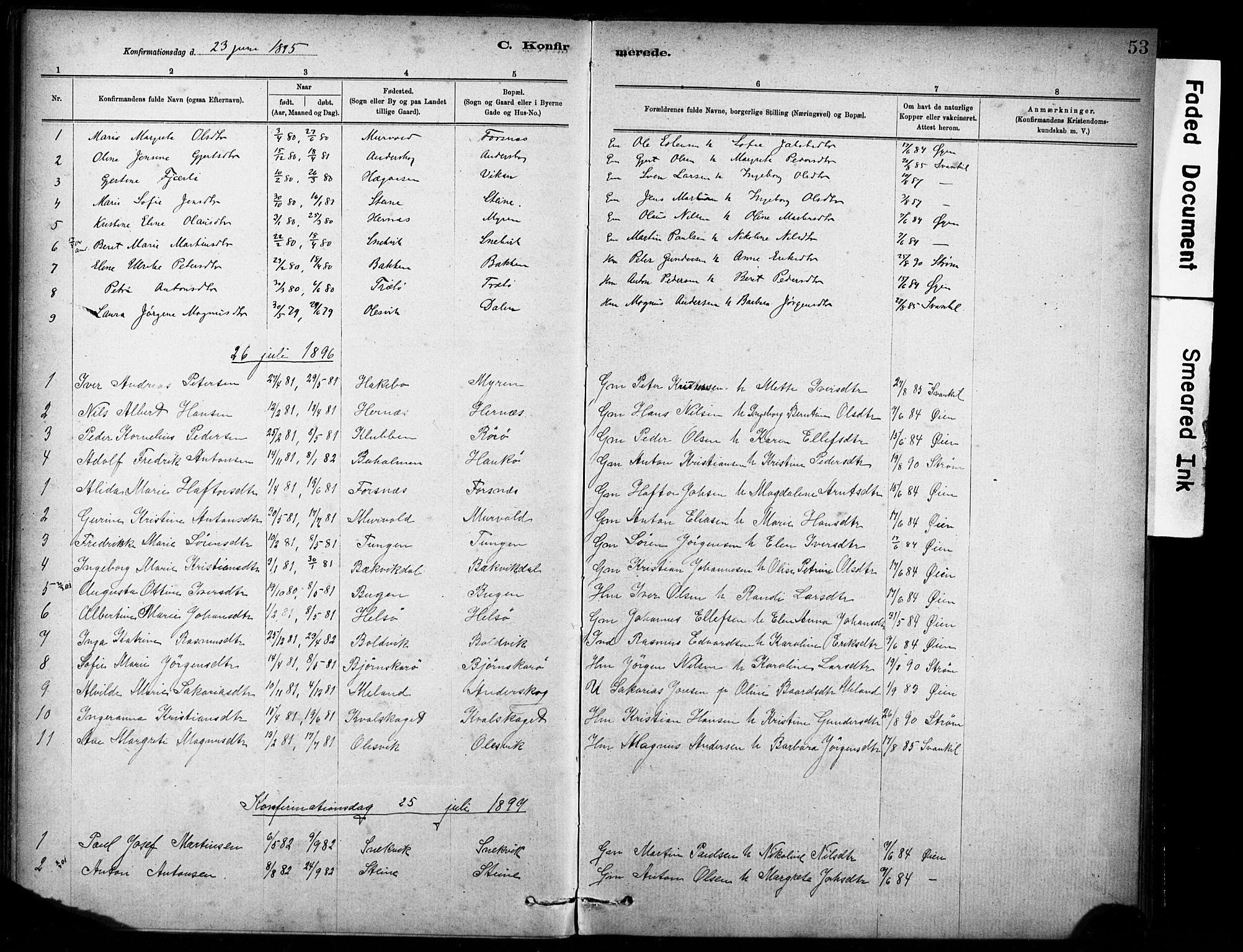 Ministerialprotokoller, klokkerbøker og fødselsregistre - Sør-Trøndelag, SAT/A-1456/635/L0551: Ministerialbok nr. 635A01, 1882-1899, s. 53