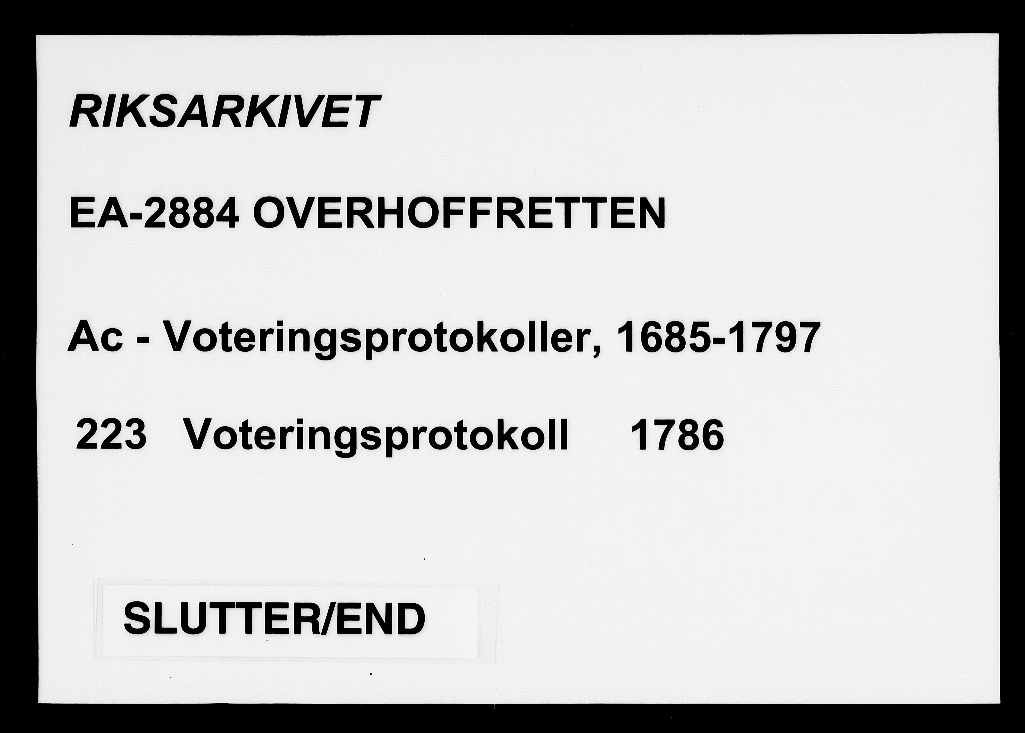 Overhoffretten 1667-1797, AV/RA-EA-2884/Ac/L0223: Voteringsprotokoll, 1786