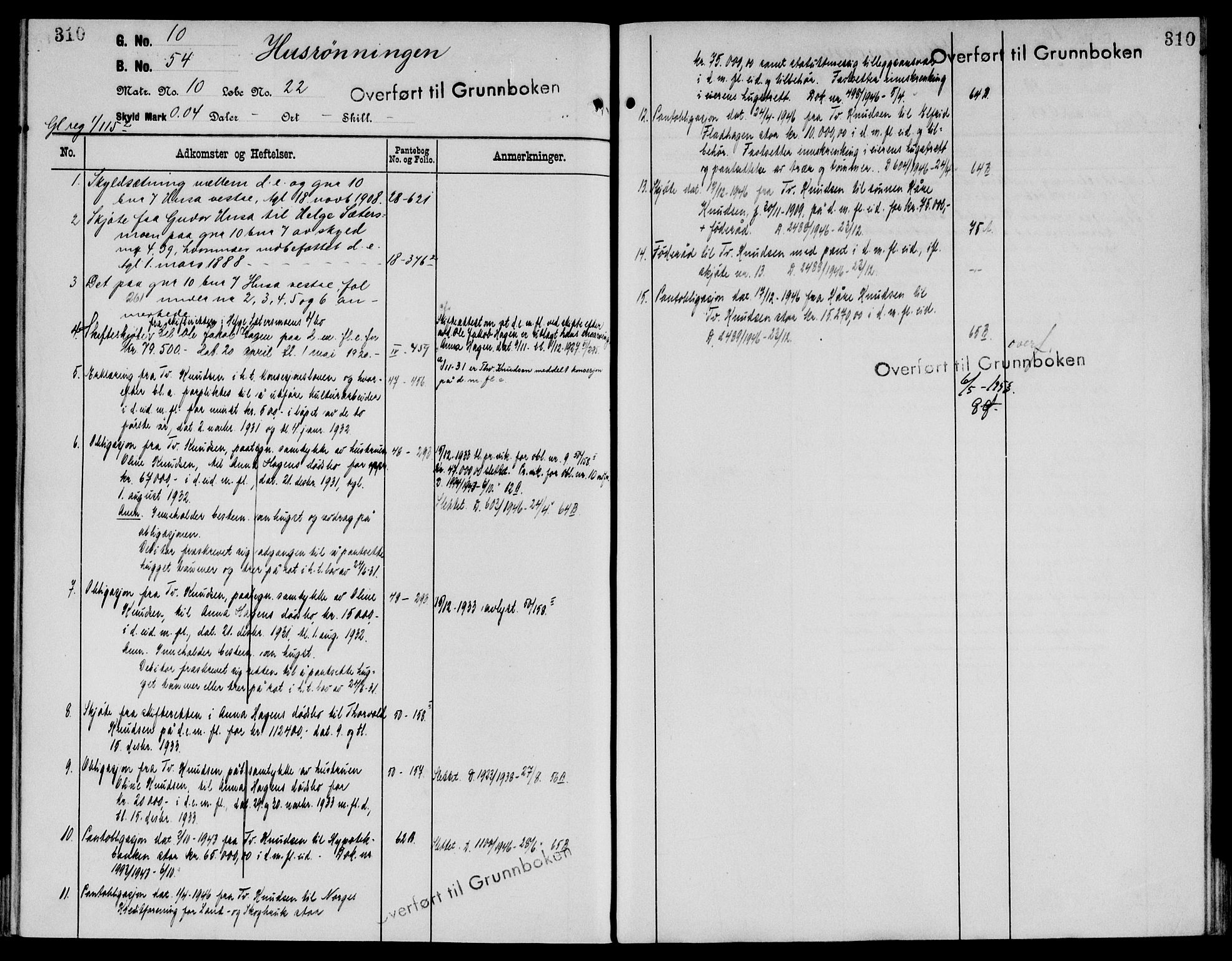 Sør-Østerdal sorenskriveri, AV/SAH-TING-018/H/Ha/Haa/L0019: Panteregister nr. 1, 1922-1954, s. 310