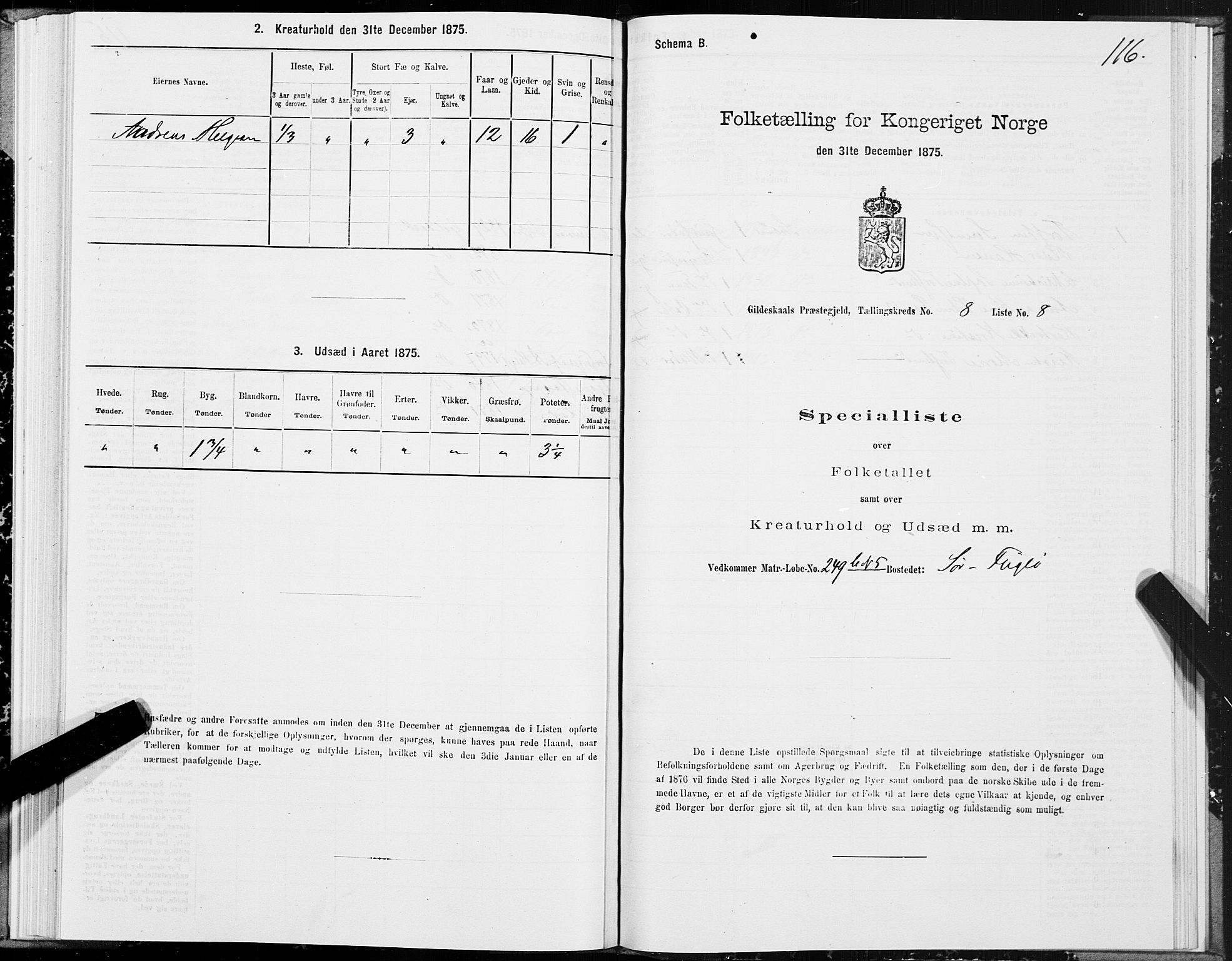 SAT, Folketelling 1875 for 1838P Gildeskål prestegjeld, 1875, s. 4116