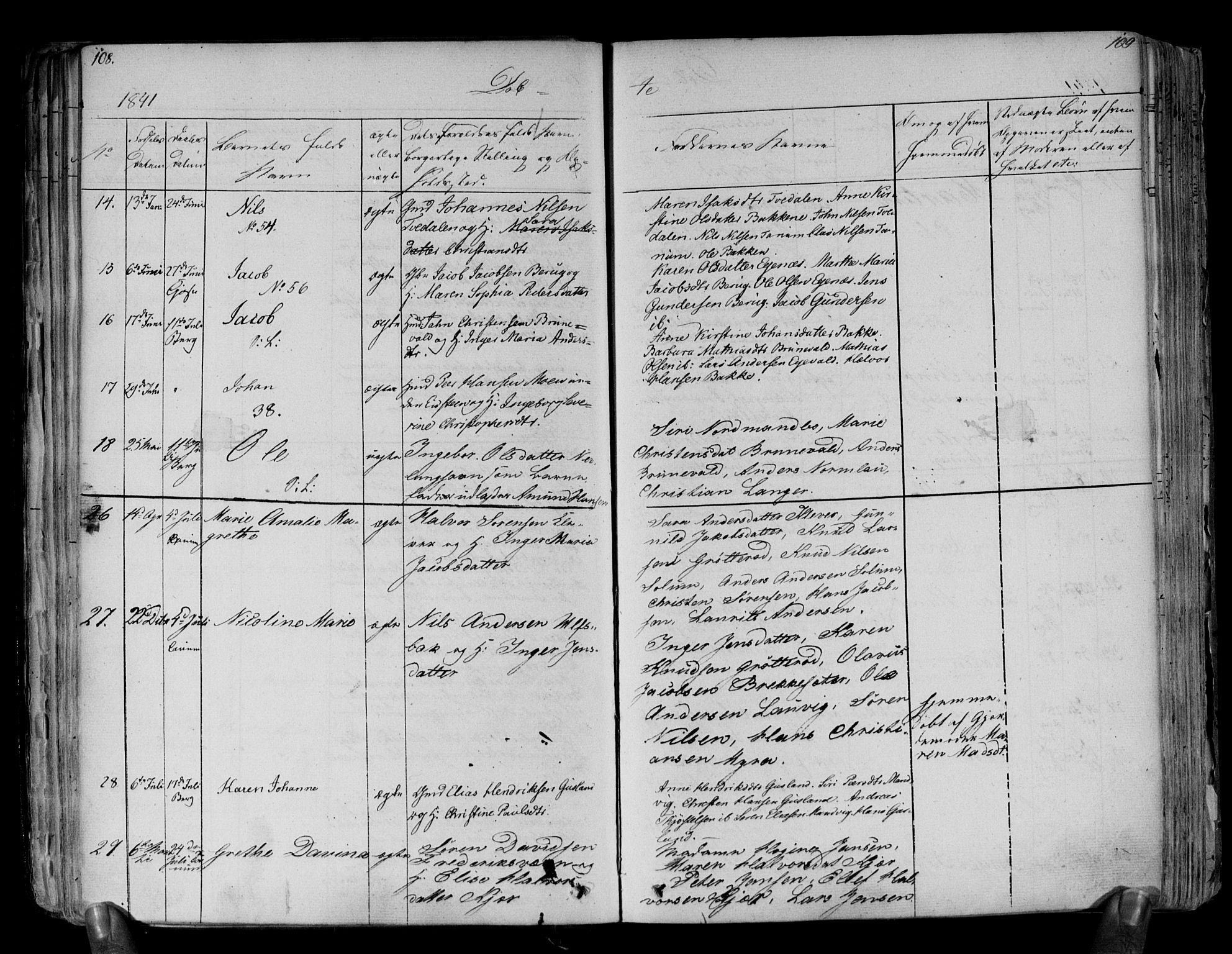 Brunlanes kirkebøker, SAKO/A-342/F/Fa/L0003: Ministerialbok nr. I 3, 1834-1845, s. 108-109