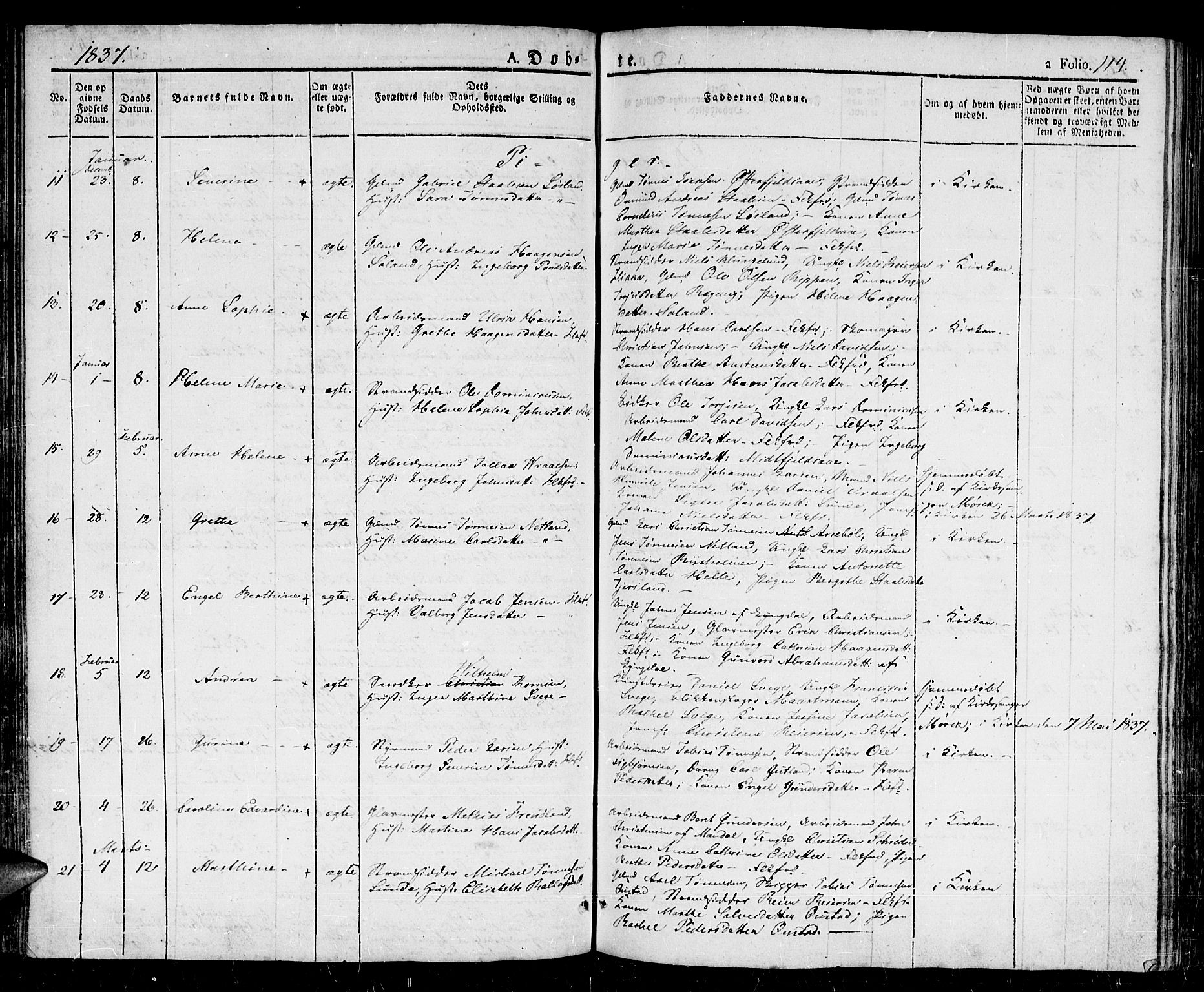Flekkefjord sokneprestkontor, AV/SAK-1111-0012/F/Fb/Fbc/L0004: Klokkerbok nr. B 4, 1827-1846, s. 114