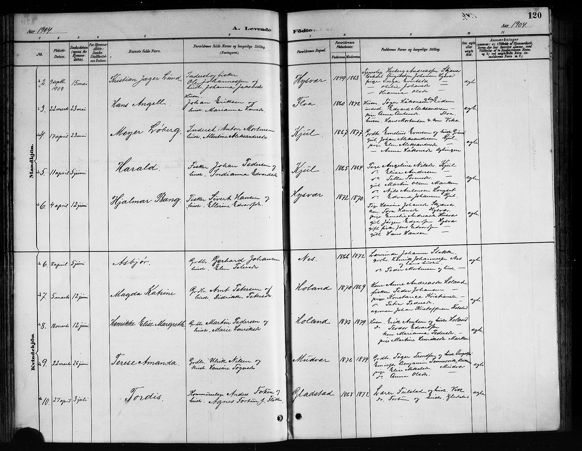 Ministerialprotokoller, klokkerbøker og fødselsregistre - Nordland, AV/SAT-A-1459/816/L0253: Klokkerbok nr. 816C03, 1886-1905, s. 120