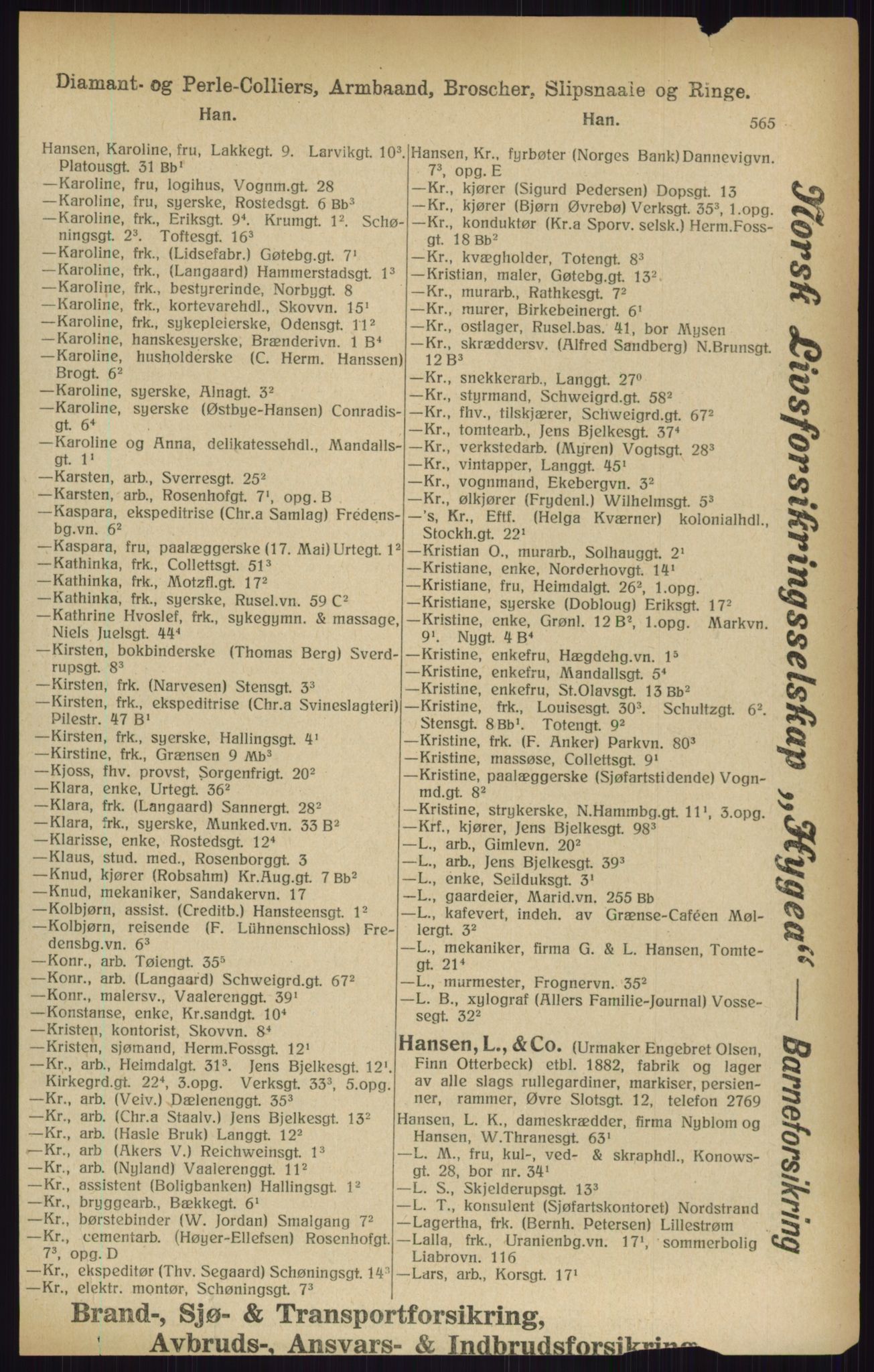 Kristiania/Oslo adressebok, PUBL/-, 1916, s. 565