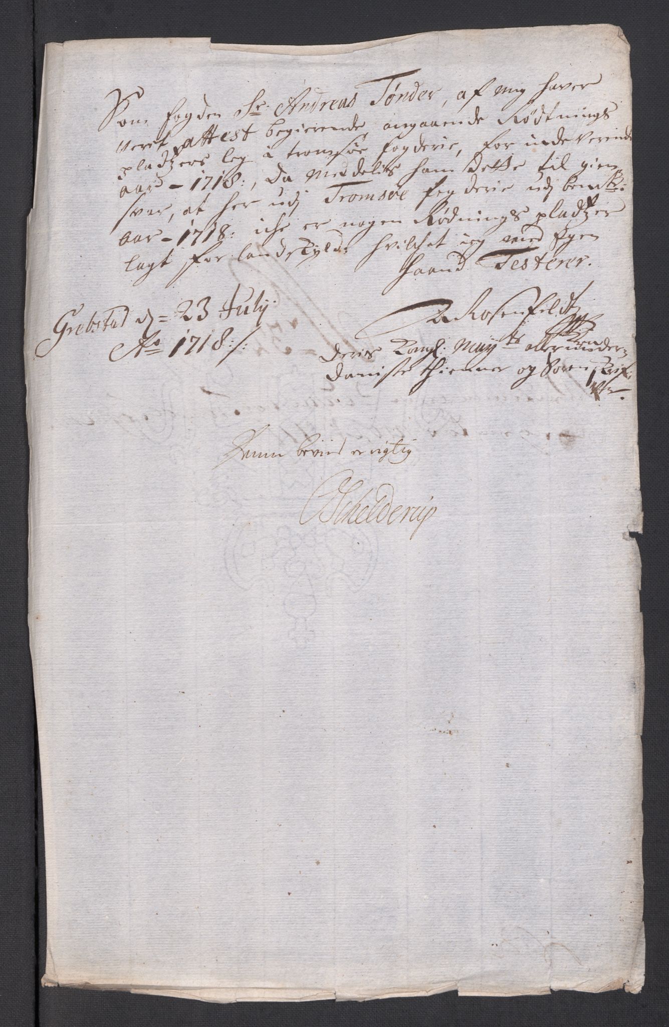 Rentekammeret inntil 1814, Reviderte regnskaper, Fogderegnskap, AV/RA-EA-4092/R68/L4764: Fogderegnskap Senja og Troms, 1718, s. 201